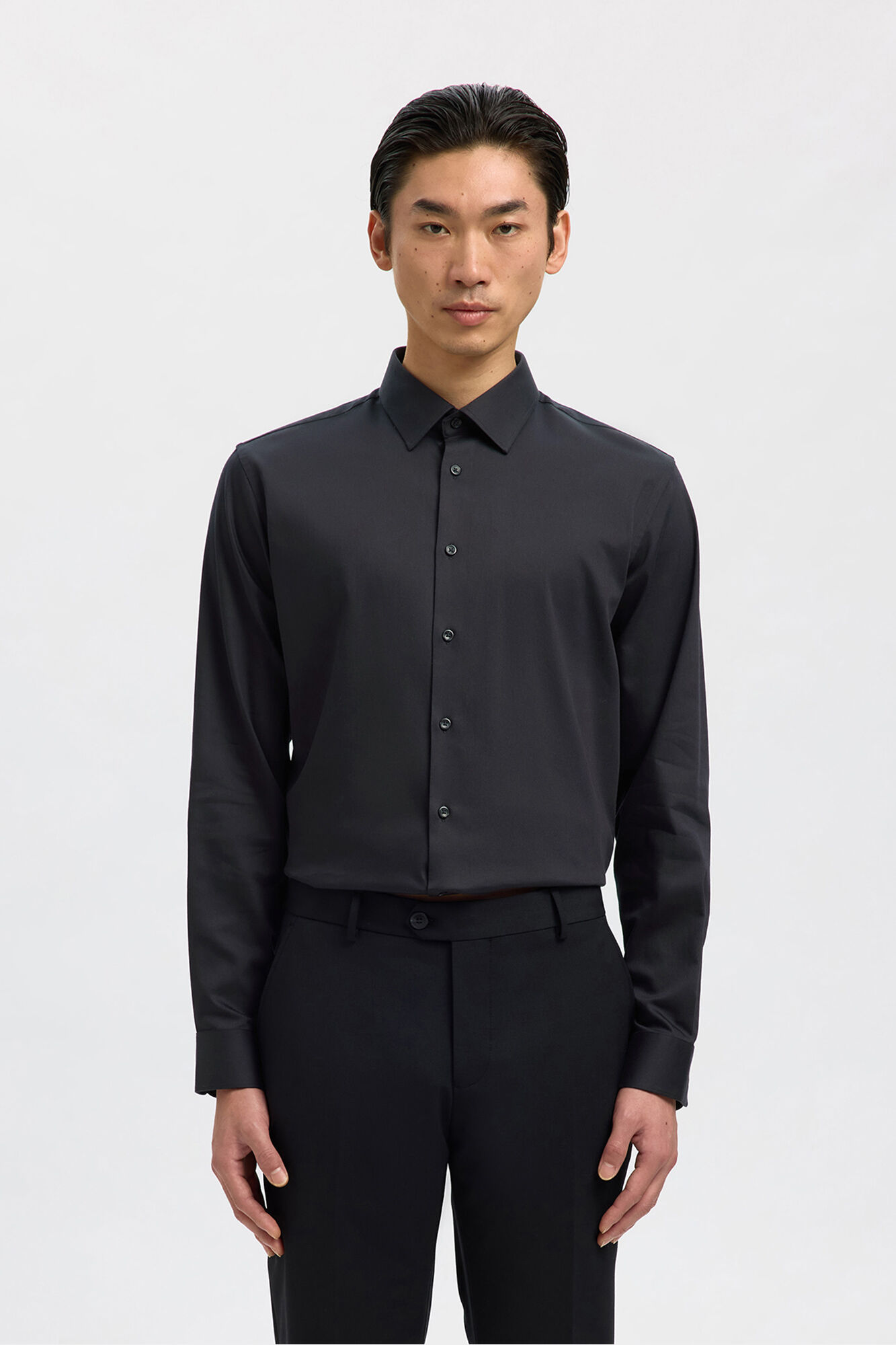 Selected Camisa Slim Fit de vestir Preto