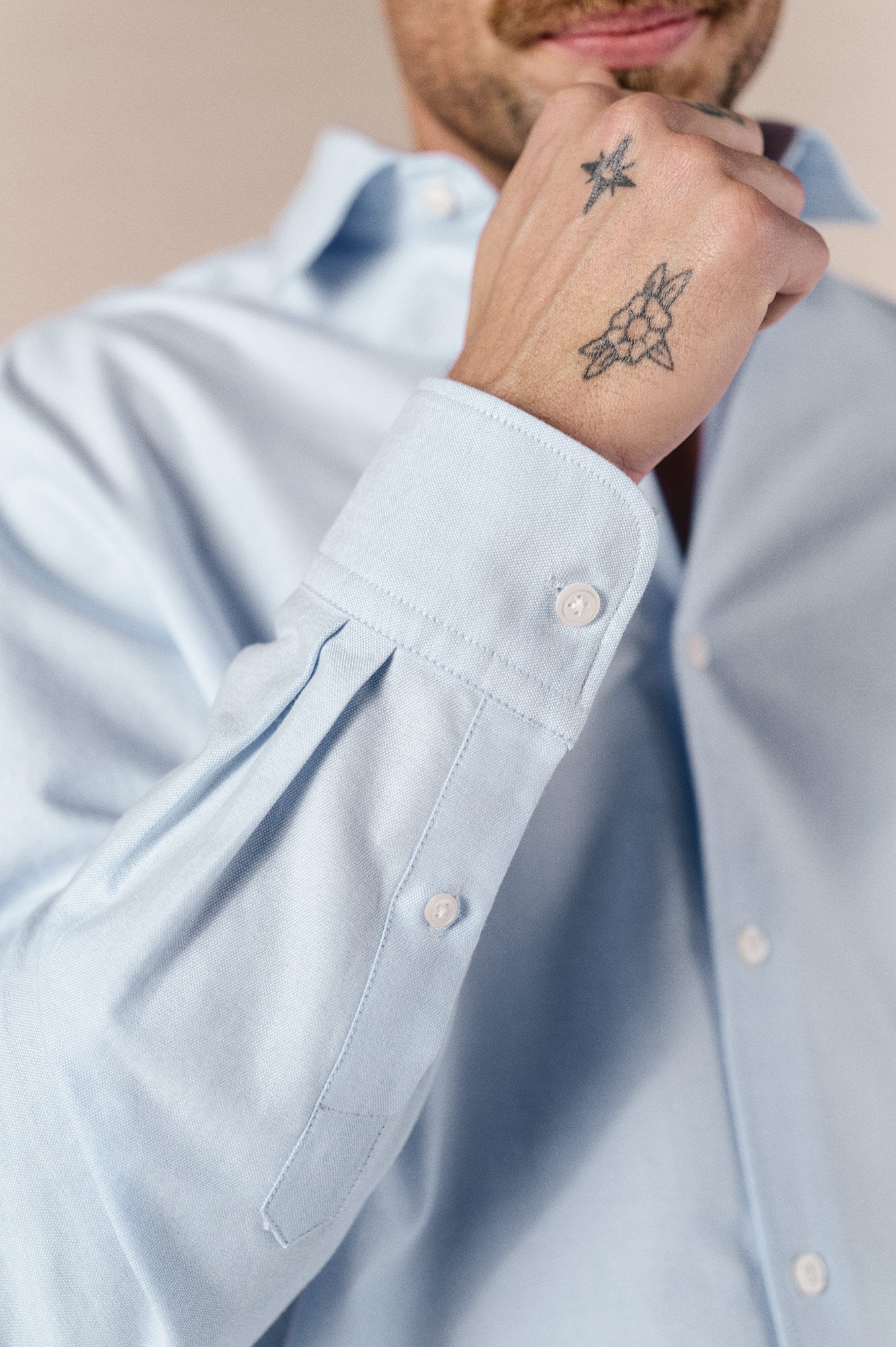 OOTO Camisa oxford lisa de manga comprida