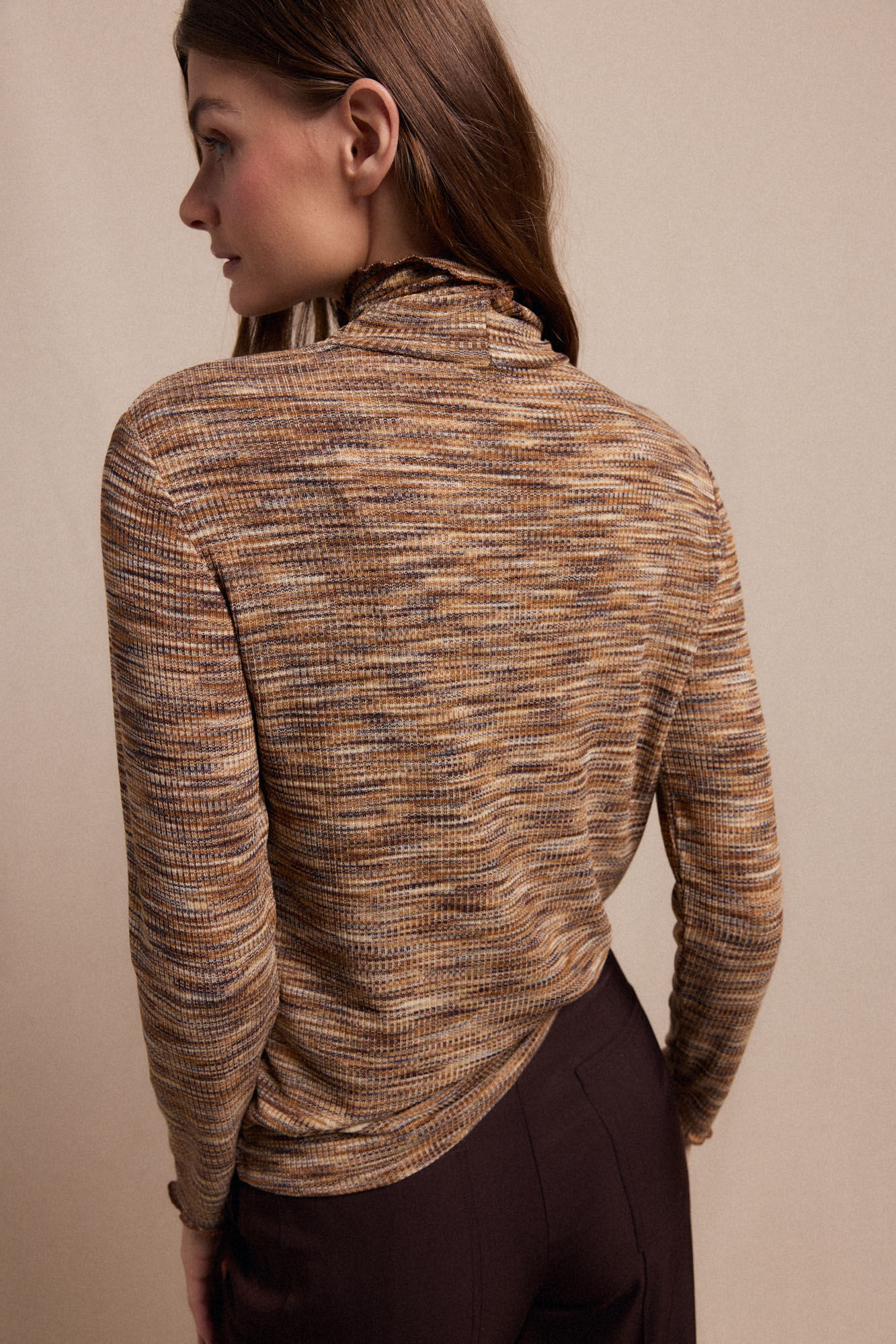 Slowlove Camiseta melange de gola alta Tostado