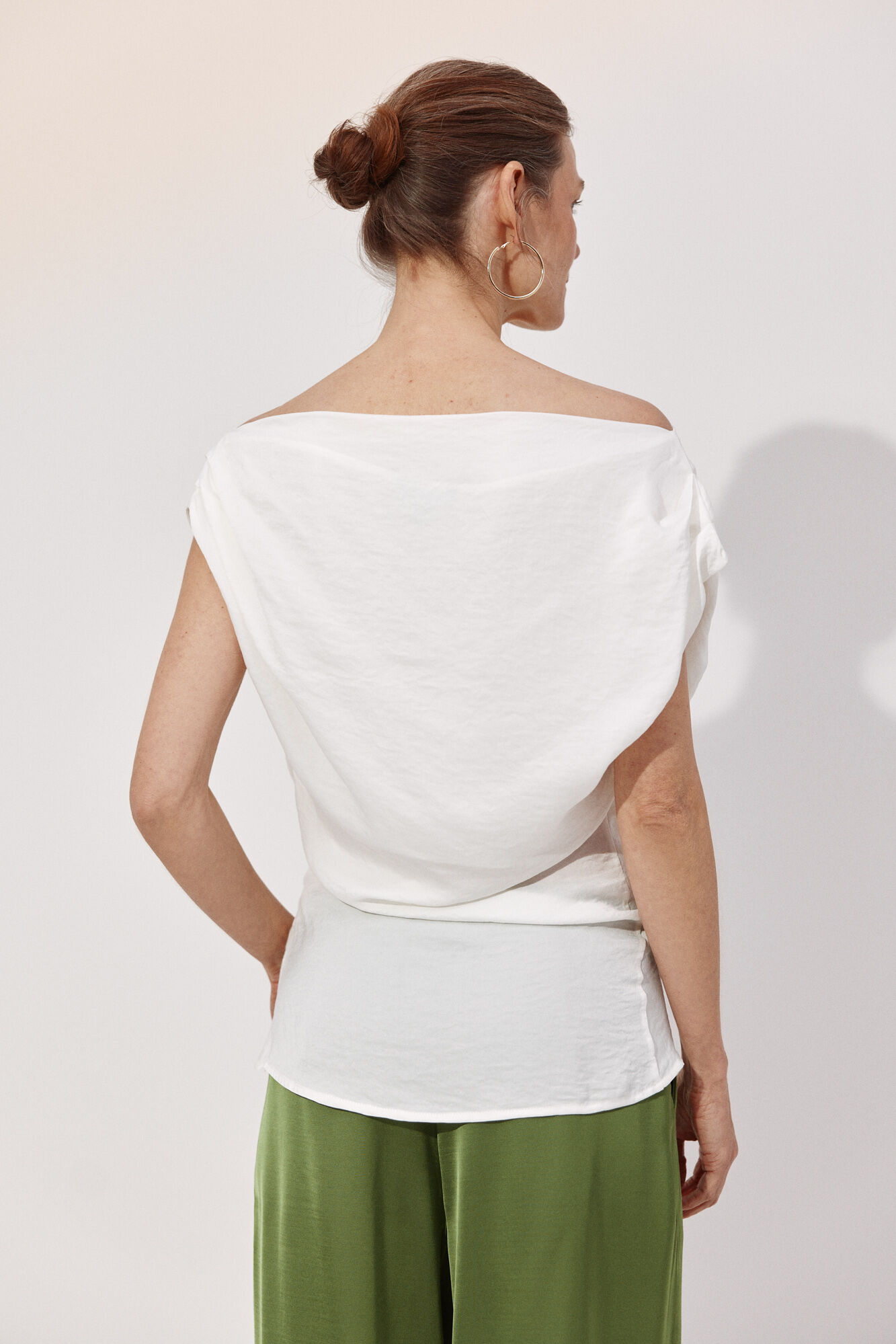 Cortefiel Draped top Ivory