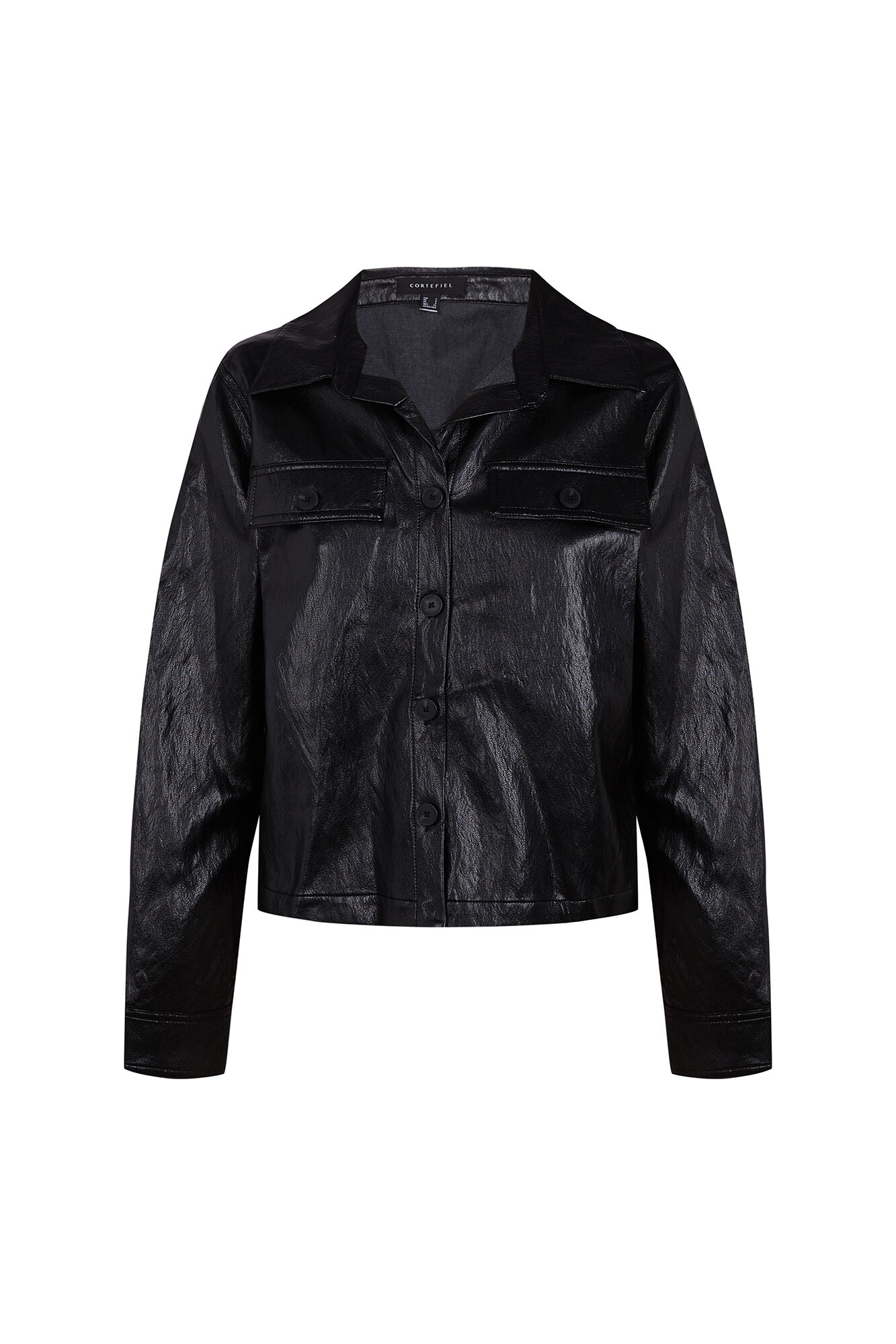 Cortefiel Faux leather lightweight jacket Black