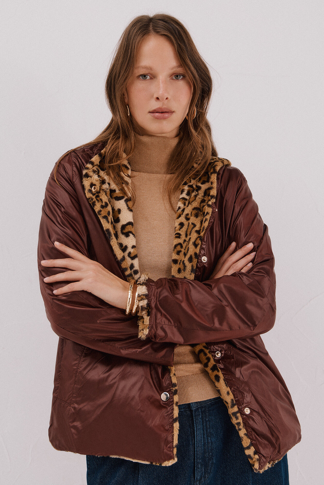 Cortefiel Short reversible faux fur jacket