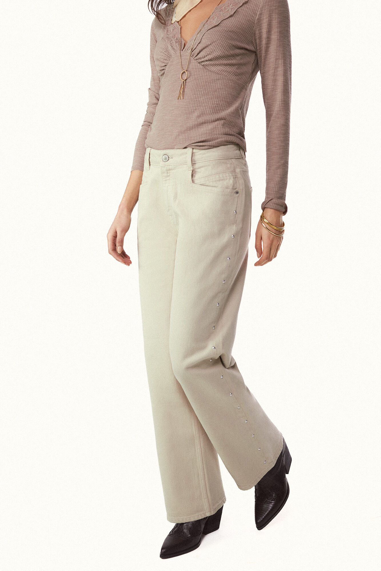 Slowlove Jeans tachas Marfil