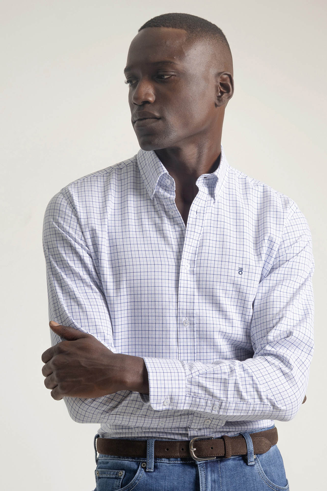 PuroEGO Camisa xadrez de algod&atilde;o slim fit