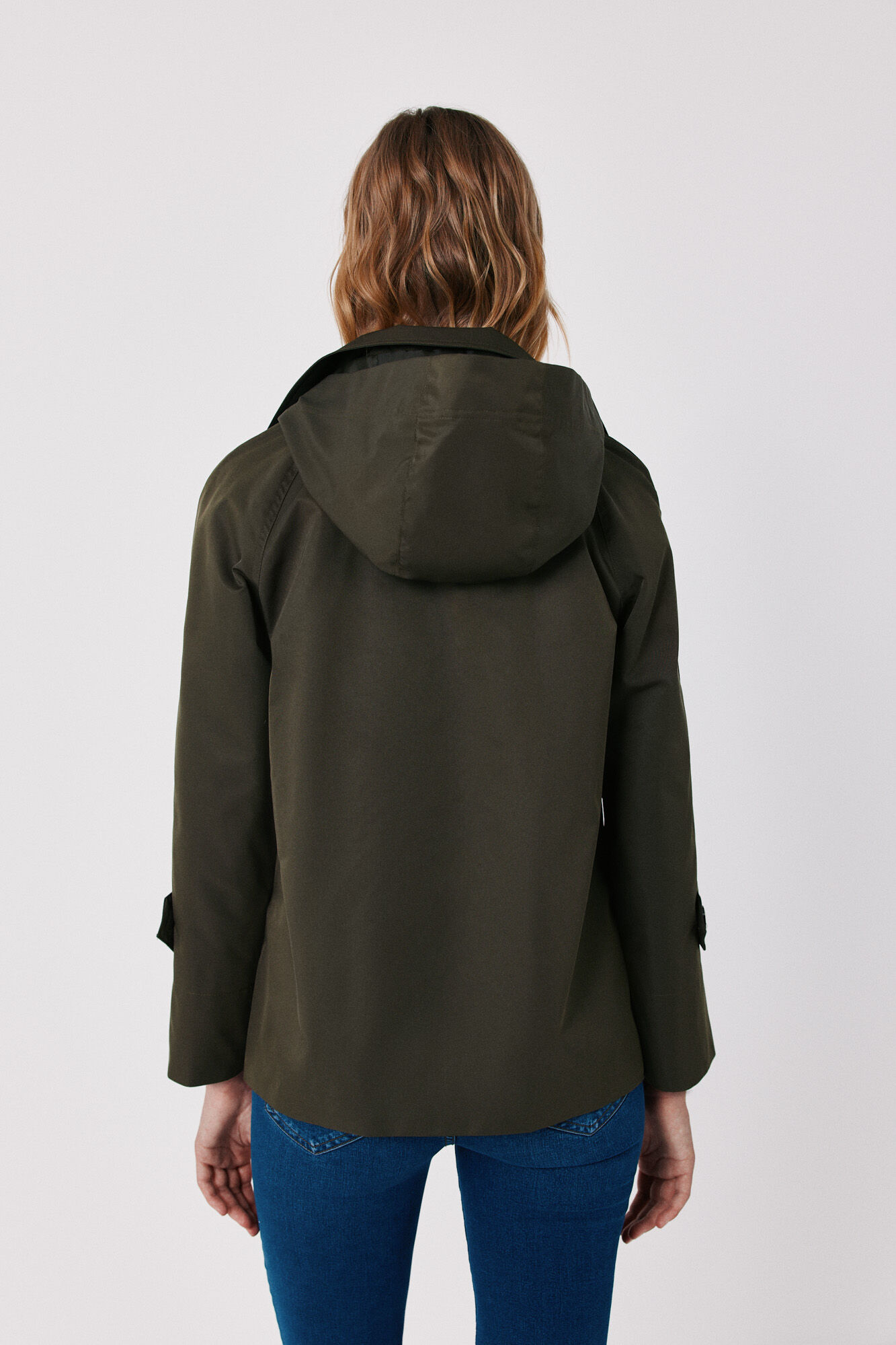 Cortefiel Short flared trench Green