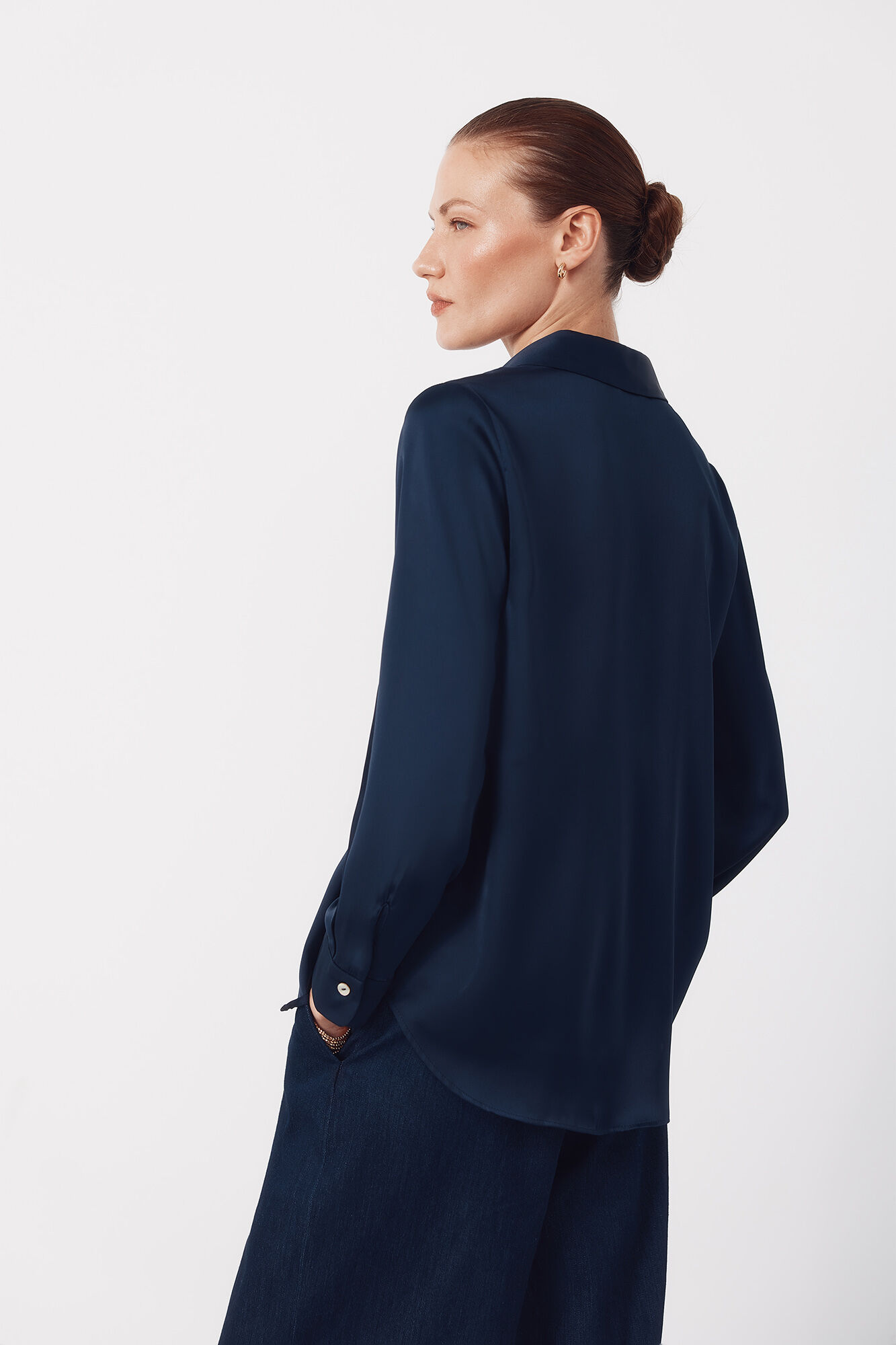 Cortefiel Satin-finish shirt Navy