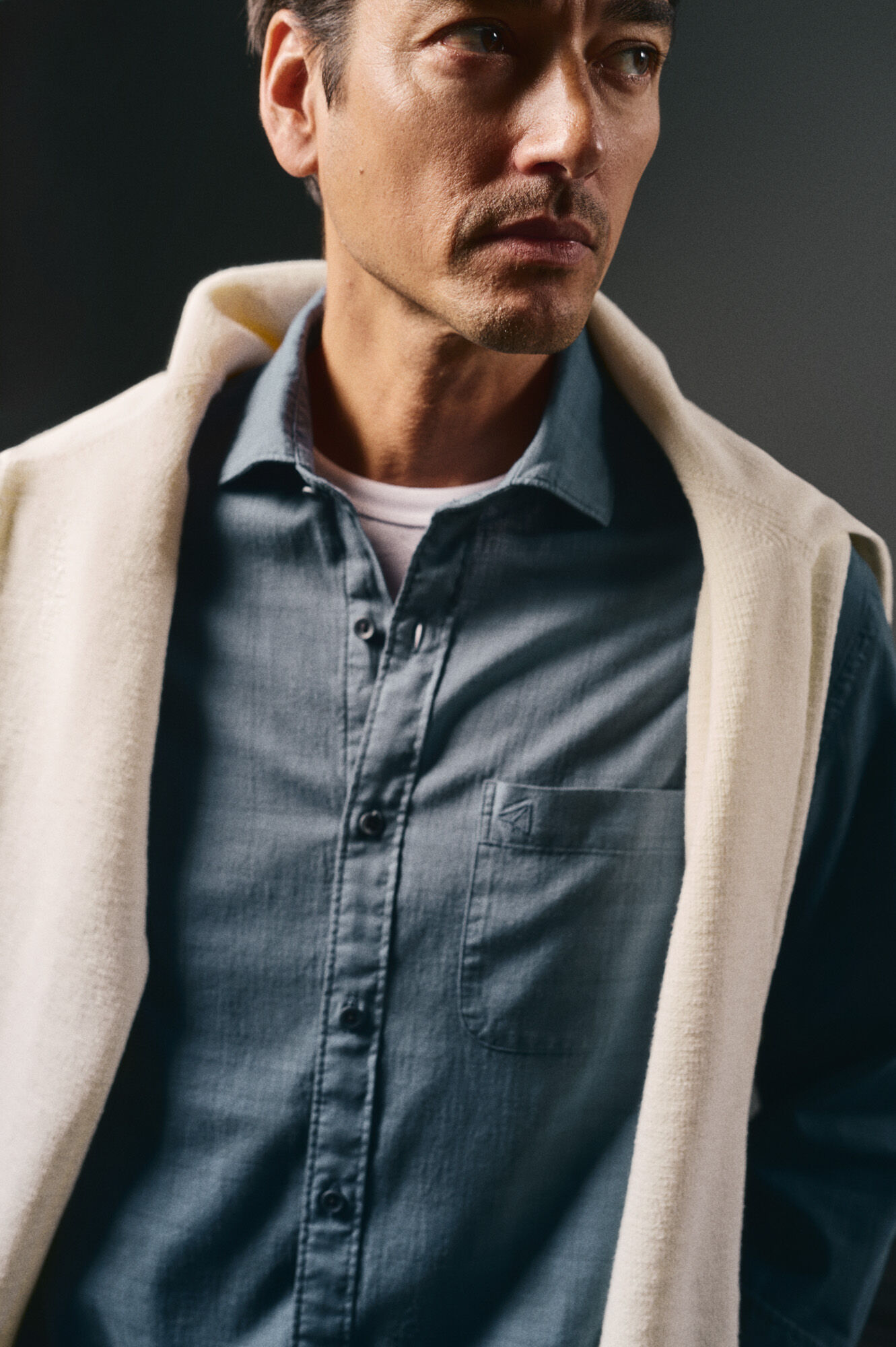 OOTO Overdyed checkered shirt Navy