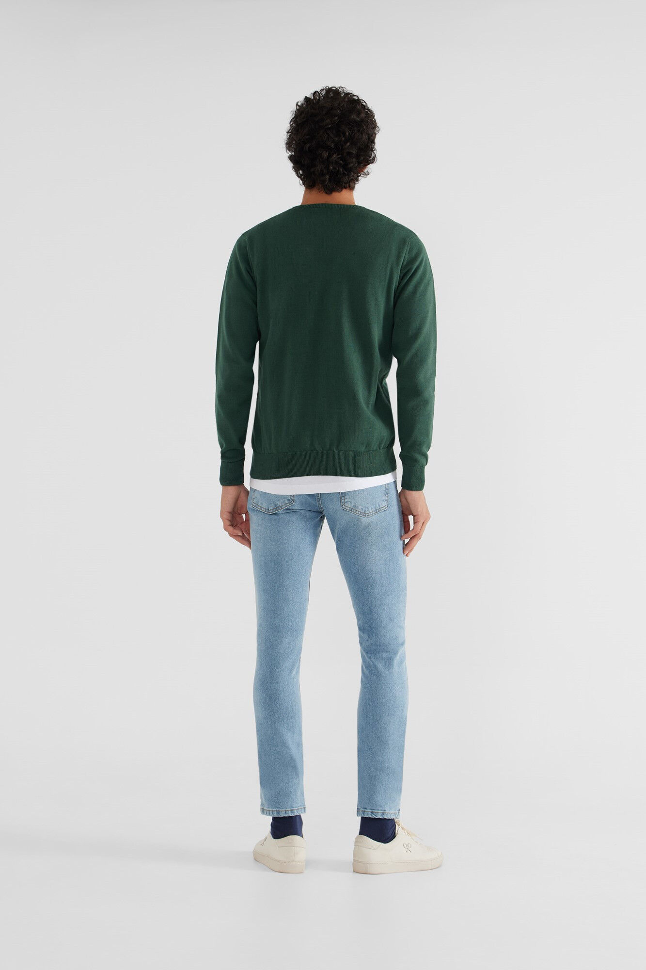 Silbon Jersey liso cuello pico retro verde Verde