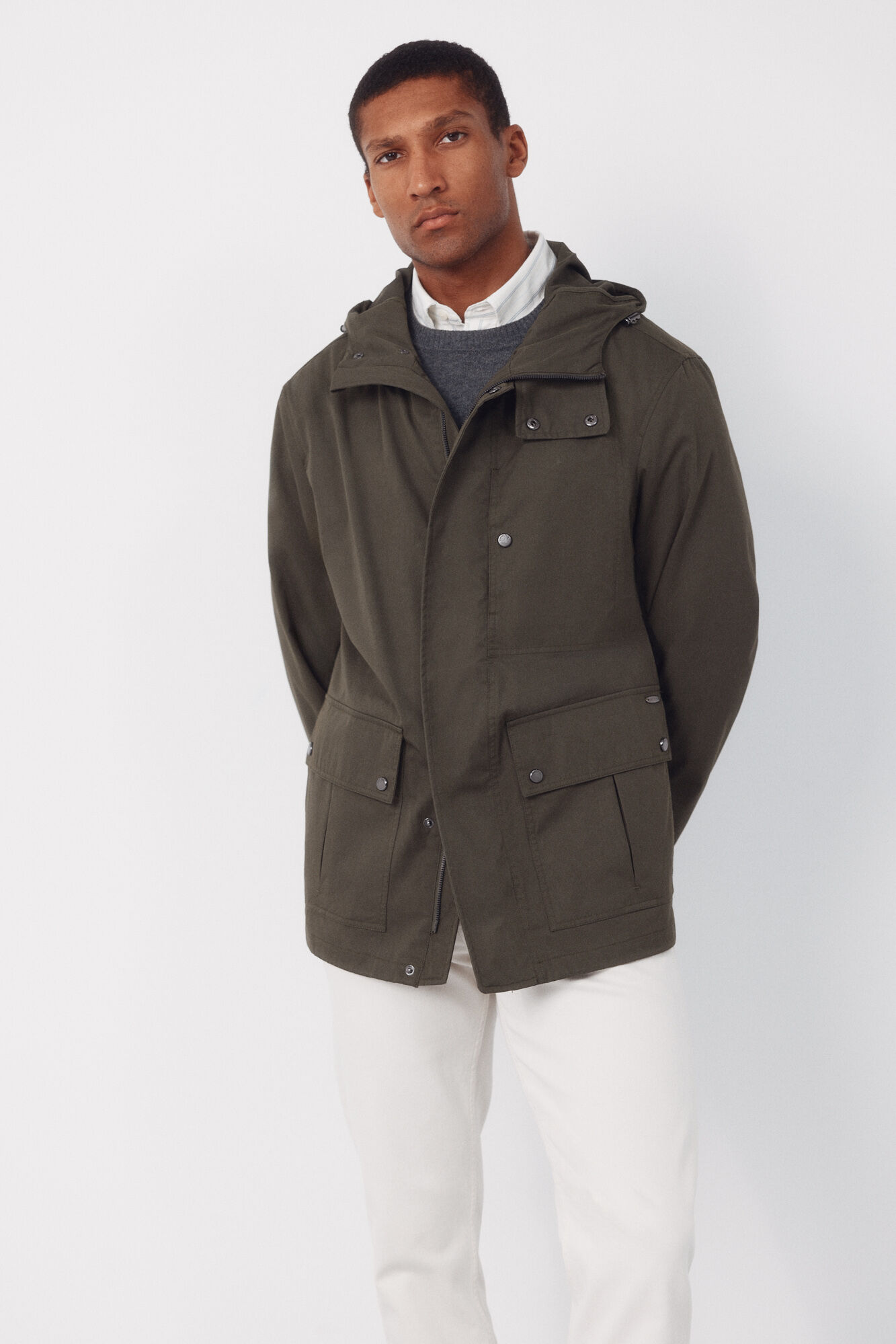 Cortefiel Short hooded parka Kaki