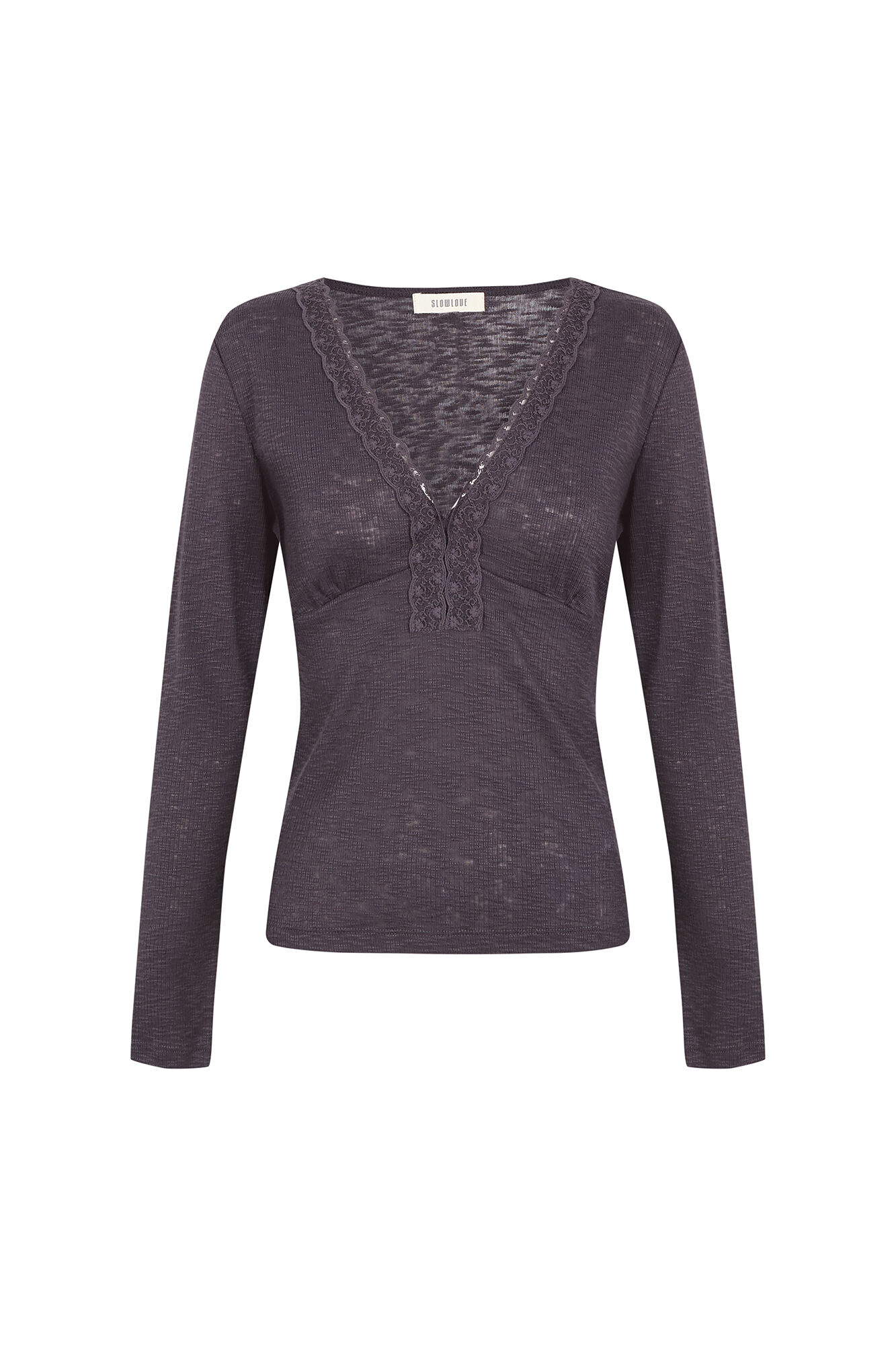 Slowlove Top escote blonda Gris oscuro