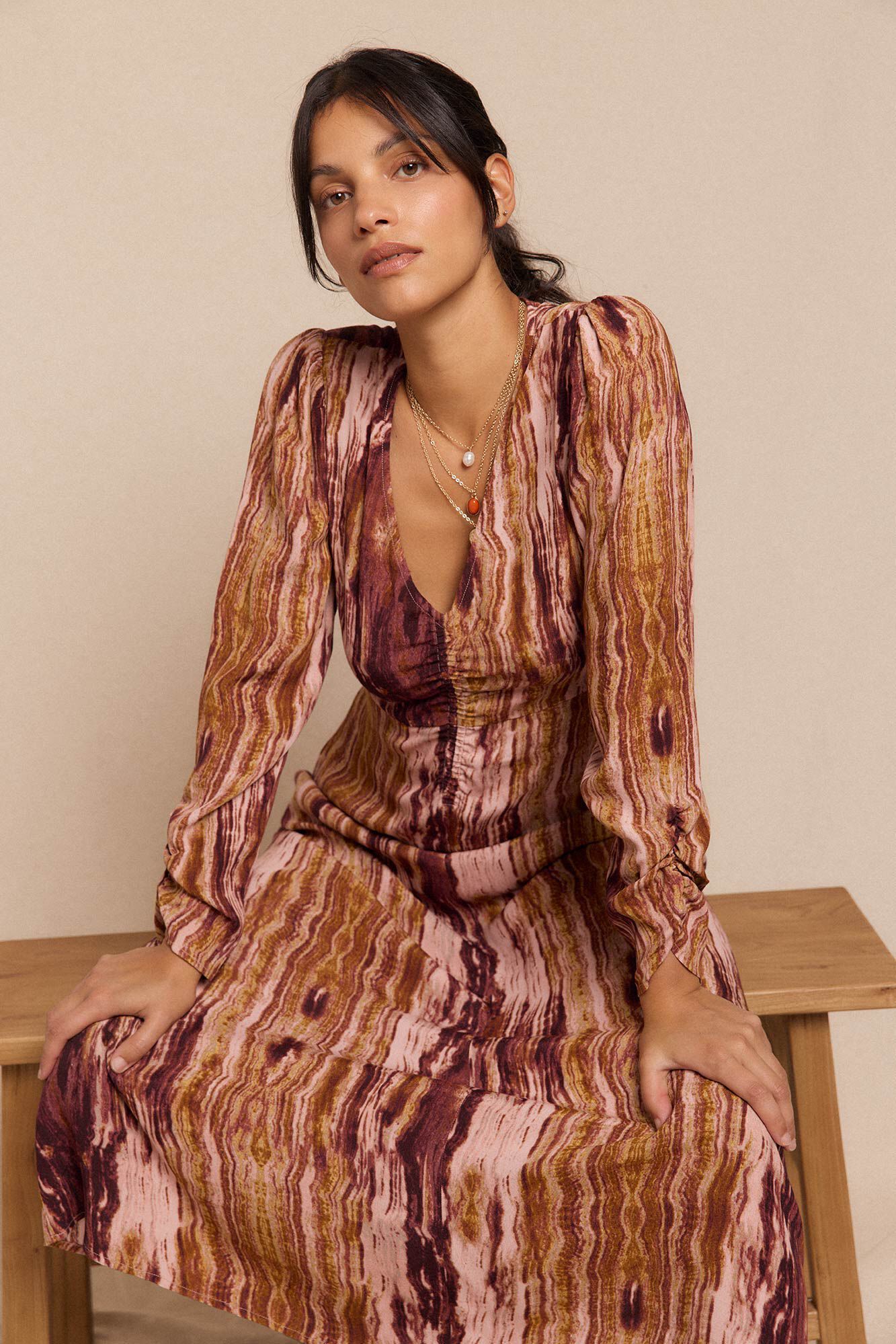 Slowlove Vestido Frunce estampado