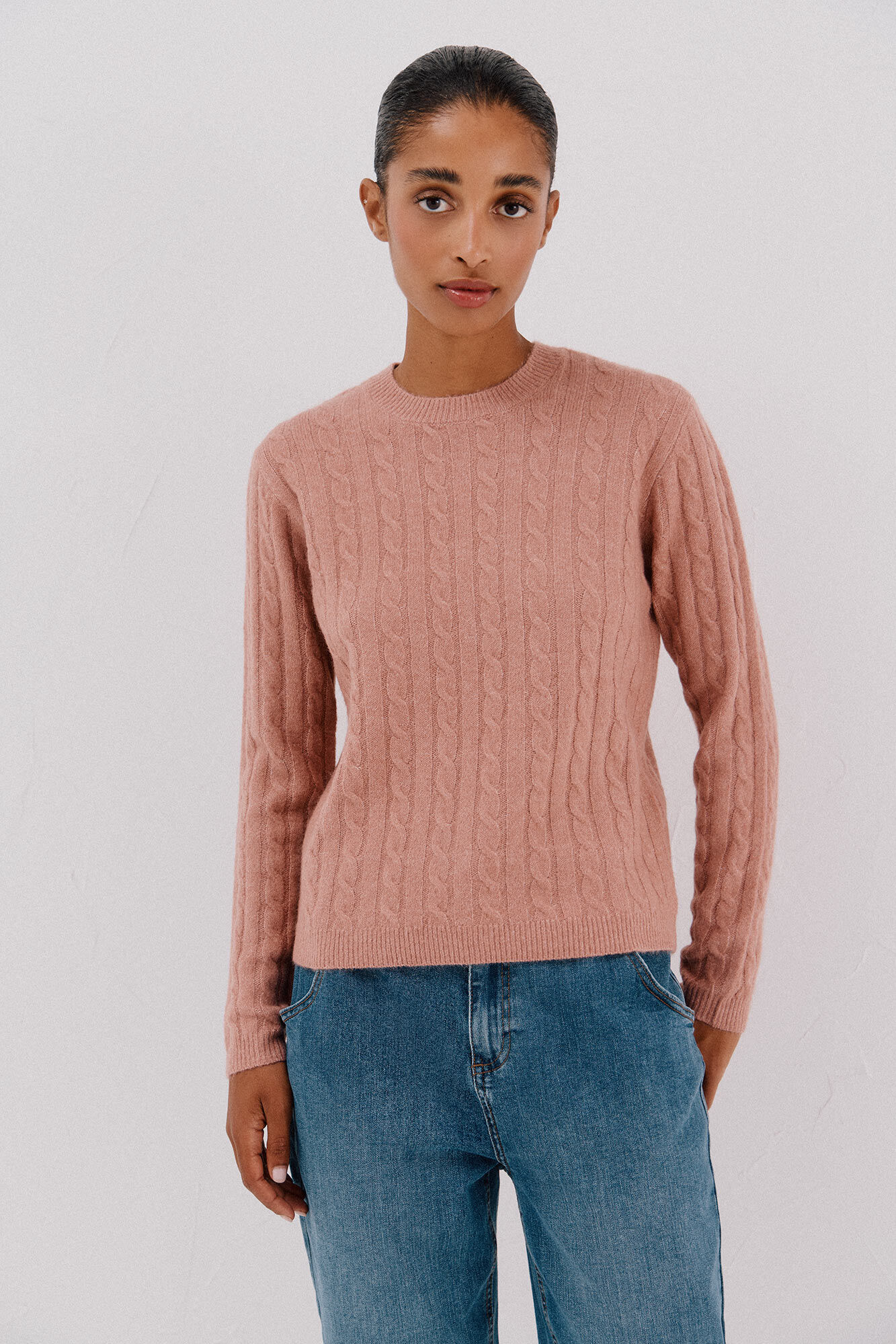 Cortefiel Soft jersey with cross-knit Pink