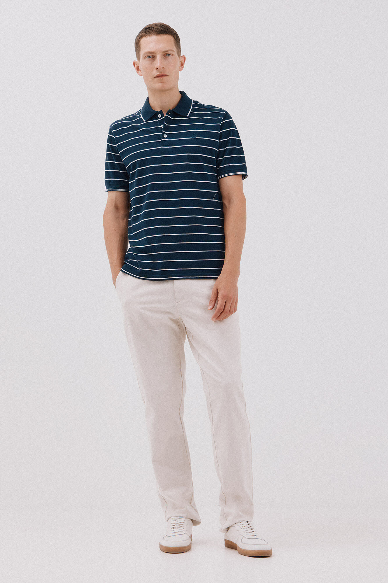 Cortefiel Striped polo shirt Navy