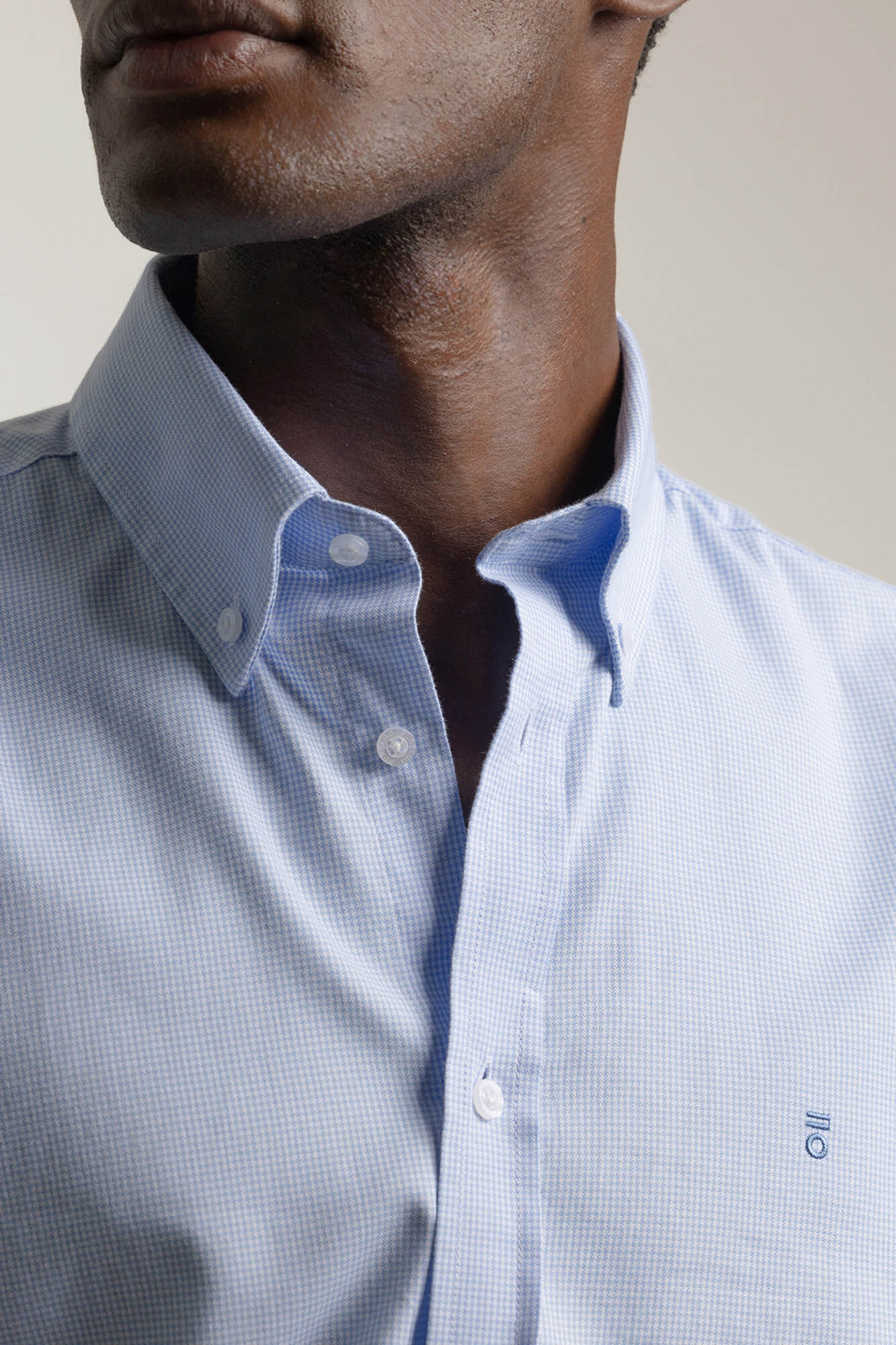 PuroEGO Camisa pied- de-pied-de-poule slim fit Azul