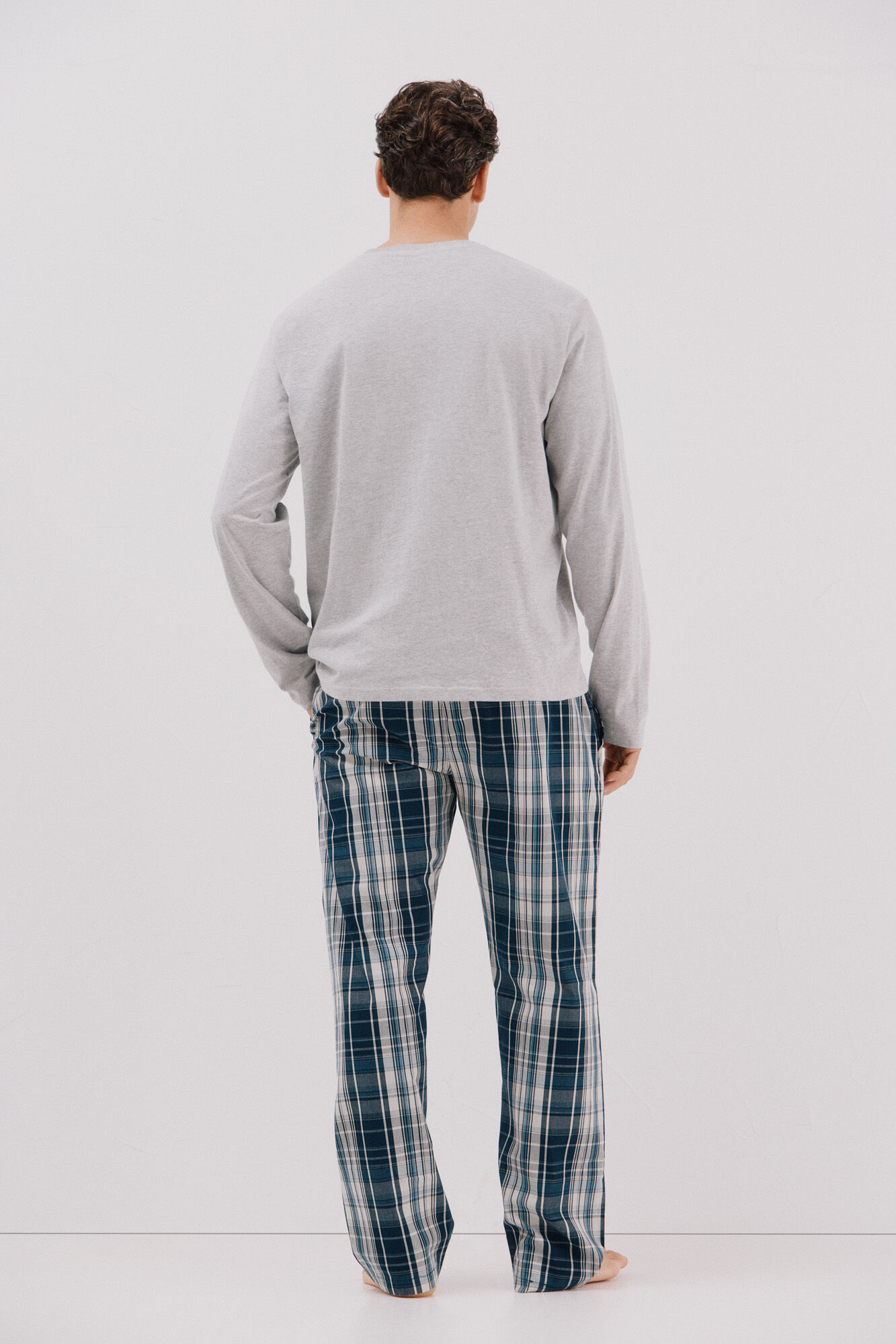 Cortefiel Jersey-knit and cloth pyjama set Grey