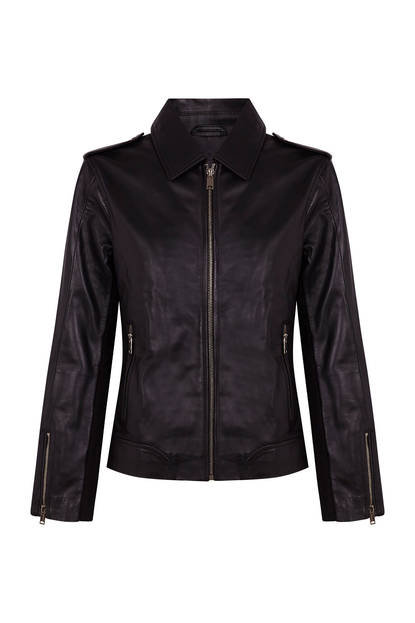 Cortefiel Cazadora de piel confort Negro