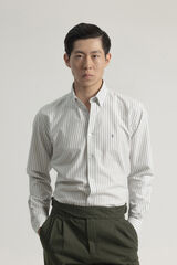 PuroEGO Slim cotton striped oxford shirt Printed white