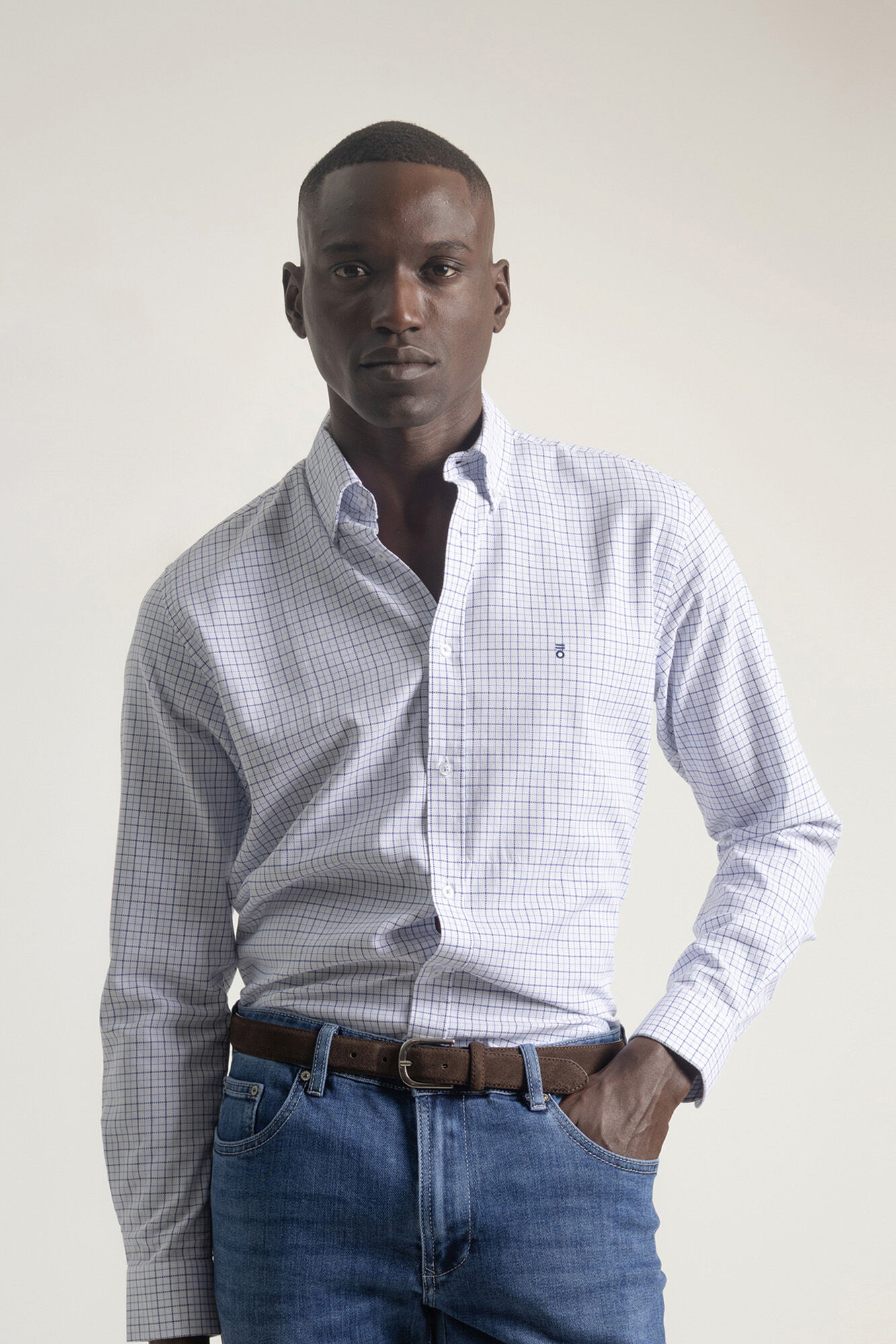 PuroEGO Camisa xadrez de algod&atilde;o slim fit