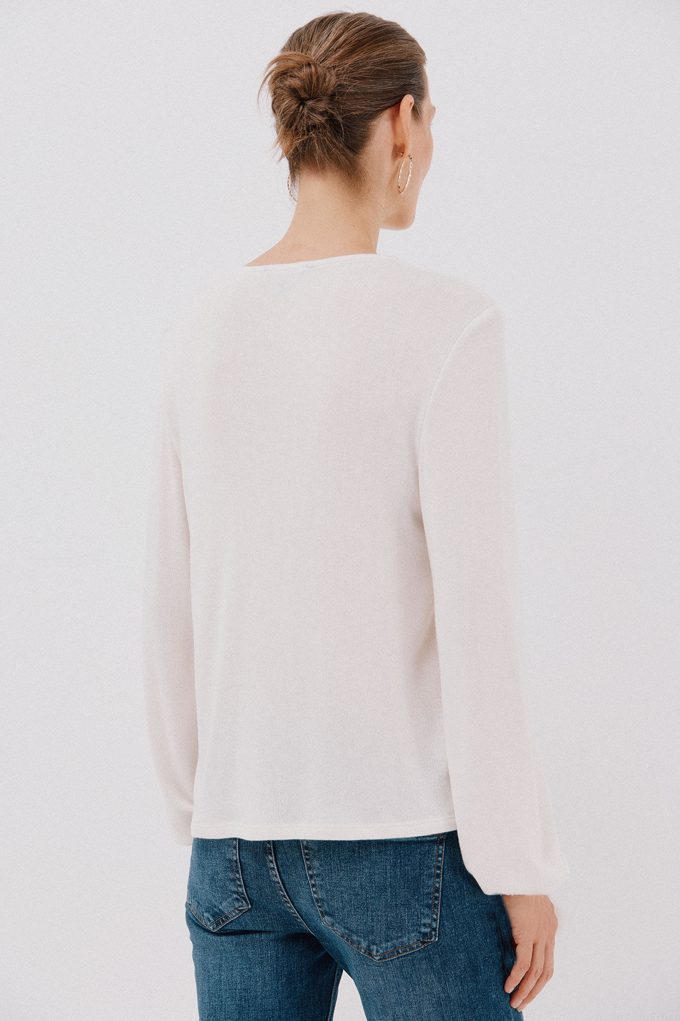 Cortefiel Top detalle puntilla escote Blanco