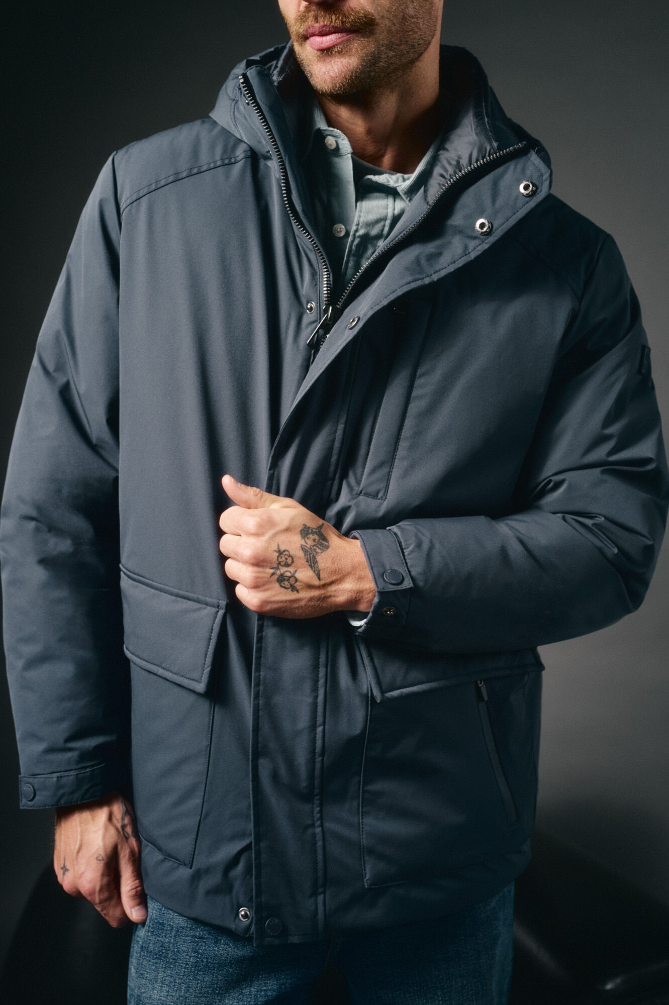 OOTO Hooded puffer parka Navy