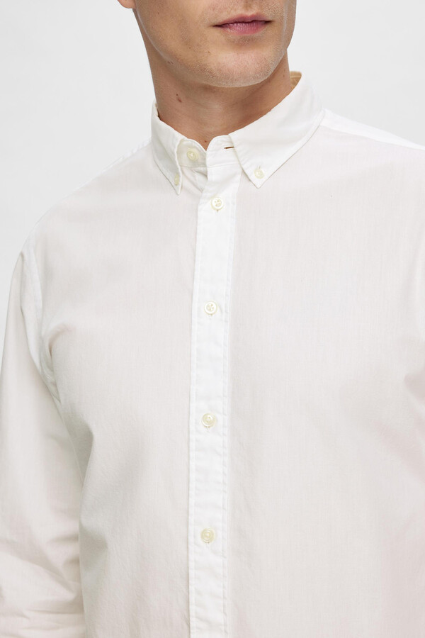 Cortefiel Camisa de manga larga Slim Fit confeccionada con algodón reciclado Blanco 