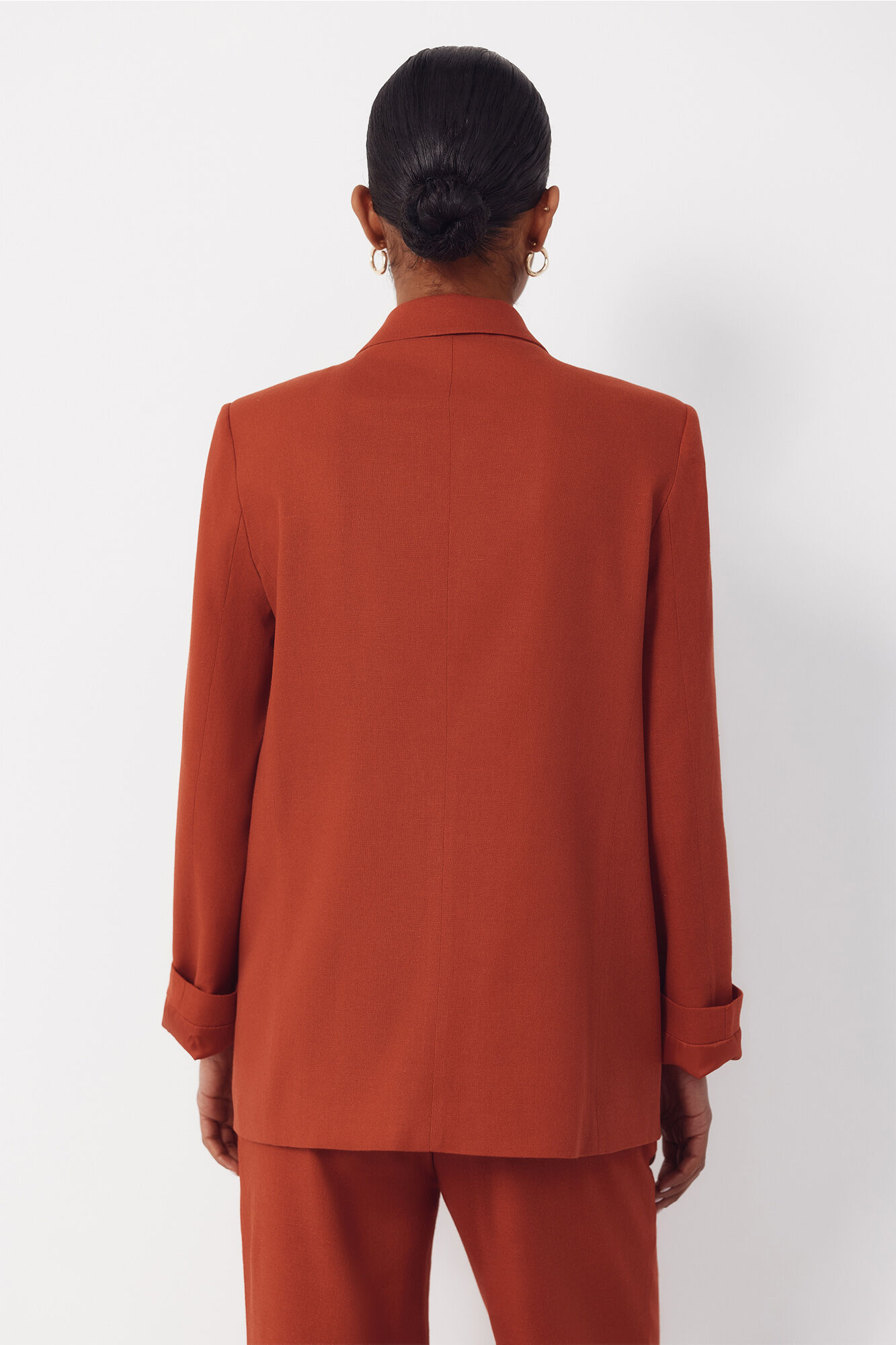 Cortefiel Blazer fabric with linen Orange