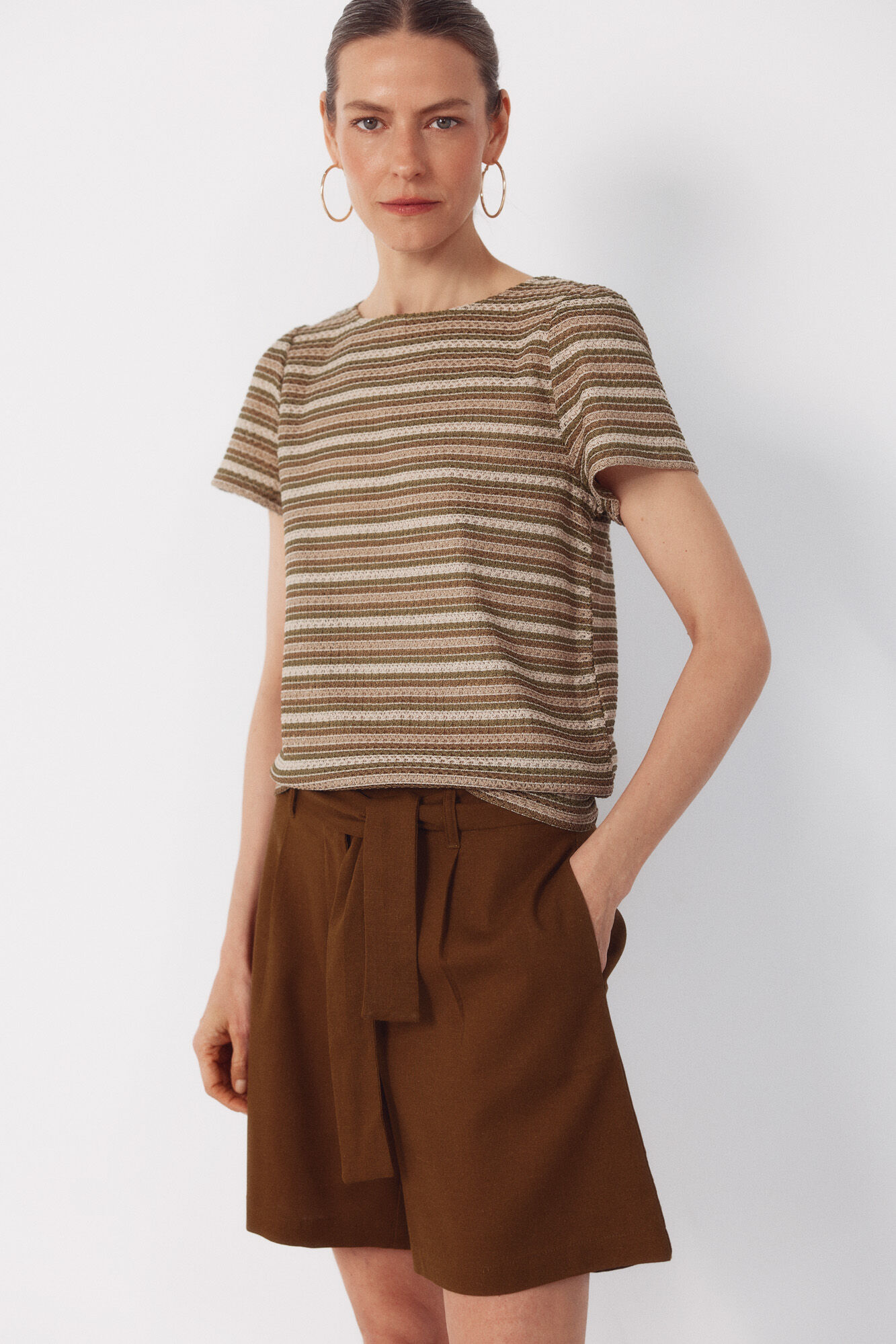 Cortefiel Striped structured top