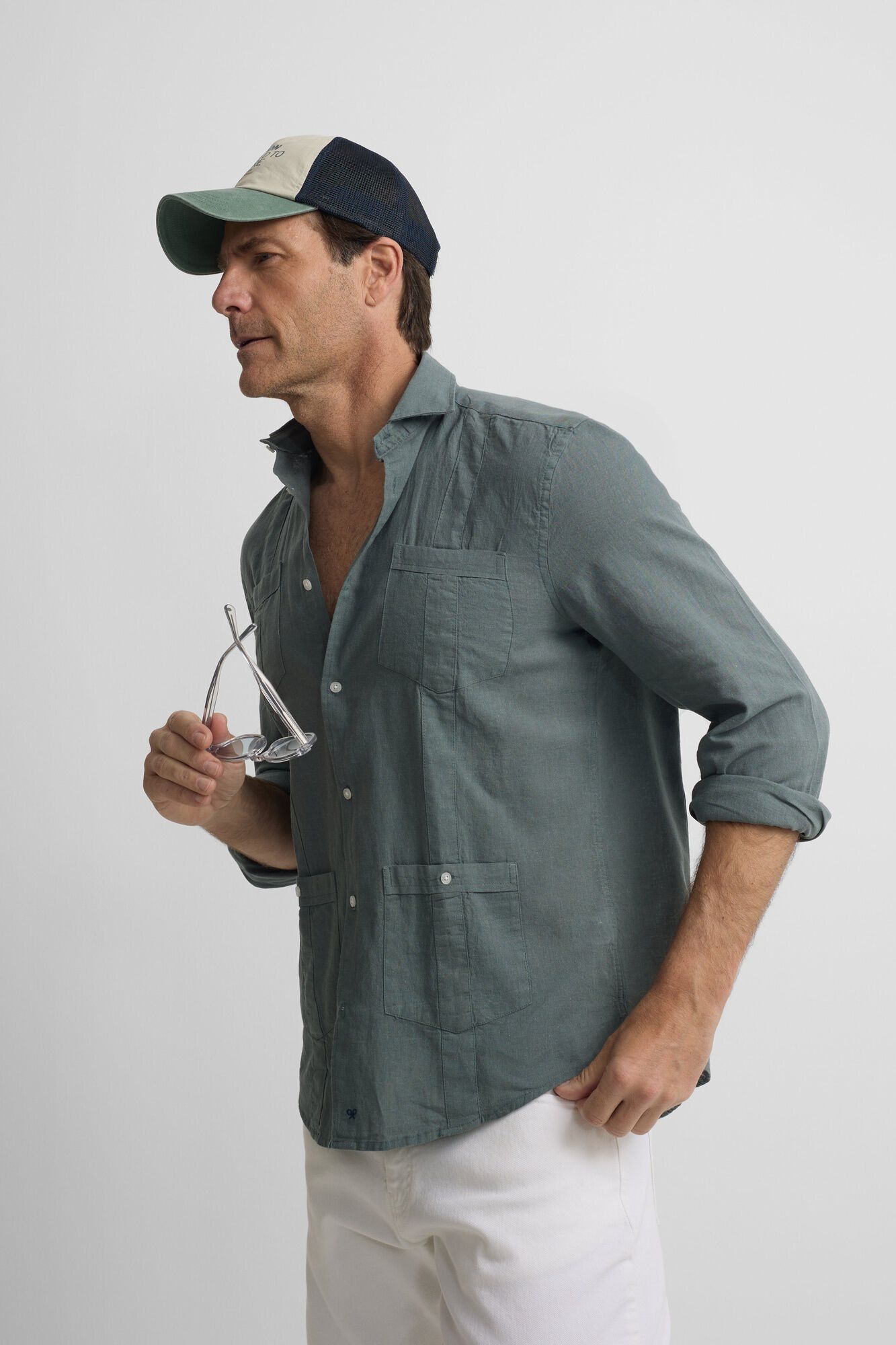 Silbon Camisa sport em linho Verde