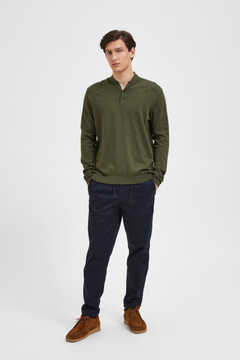 Cortefiel Jersey-knit polo shirt with a baseball collar Green