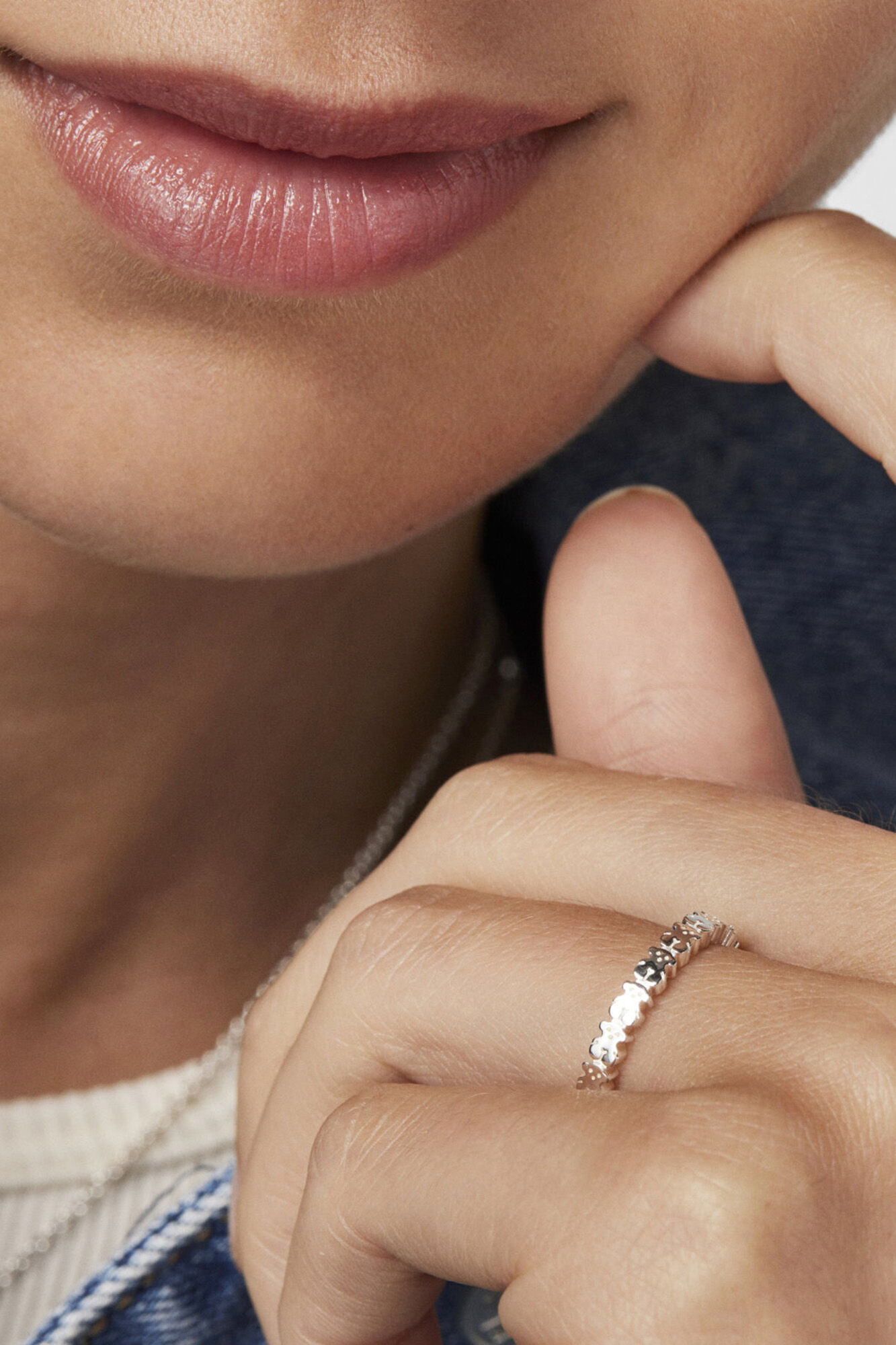 Tous Anillo de plata oso Straight Gris