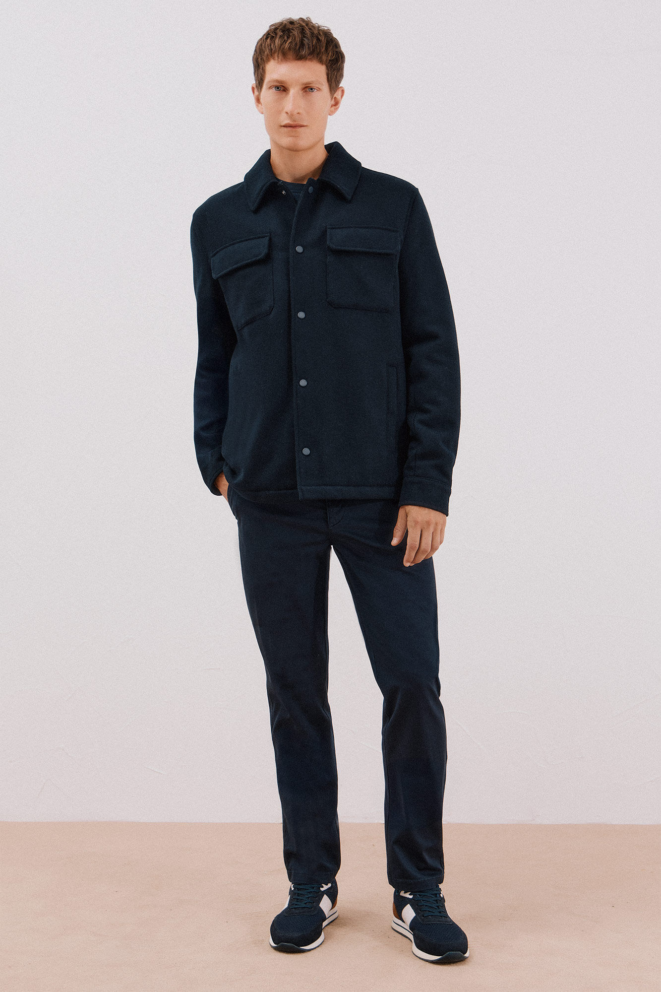 Cortefiel Wool overshirt Navy