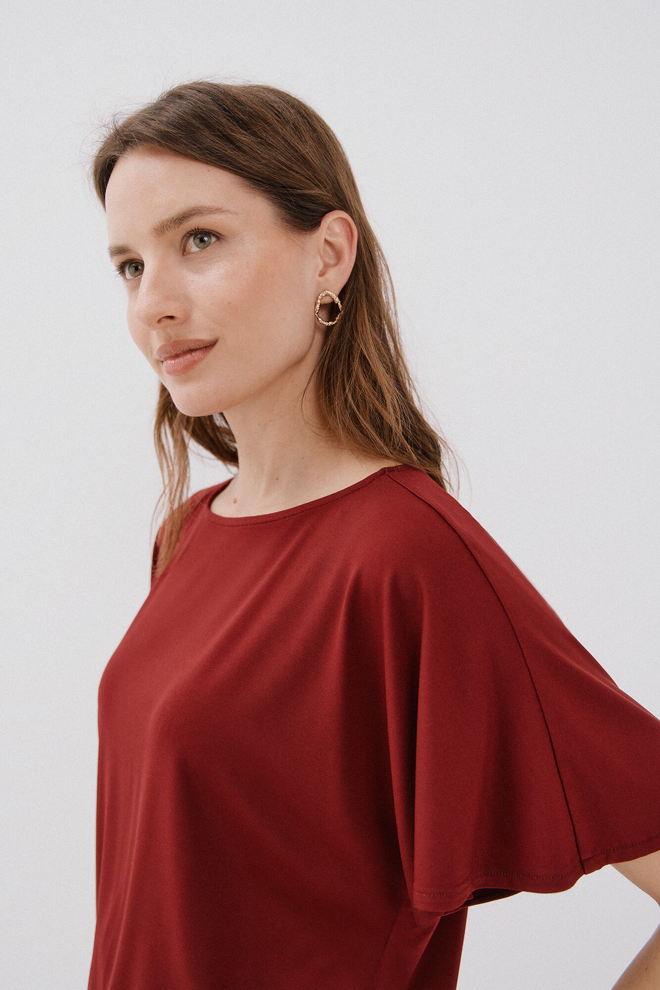 Cortefiel Essential fluid T-shirt Maroon