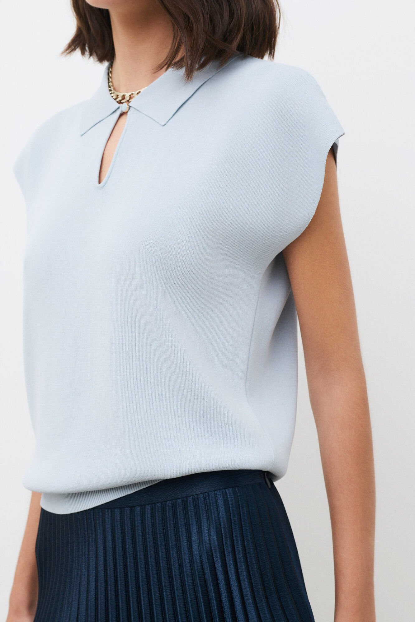 Caroll Saia midi plissada Azul