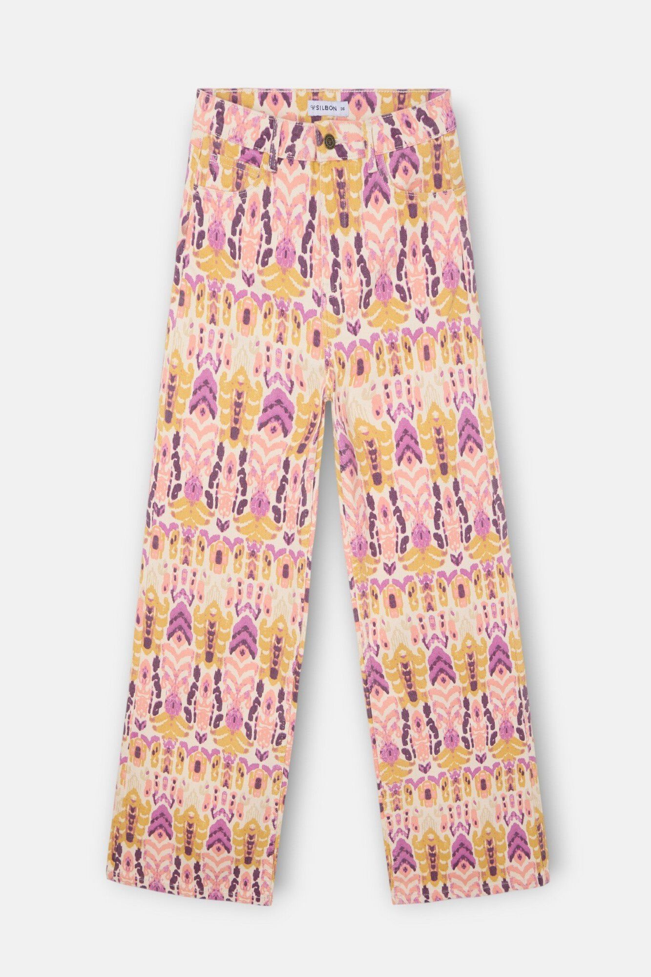 Silbon Cal&ccedil;as denim estampado ikat Subiu