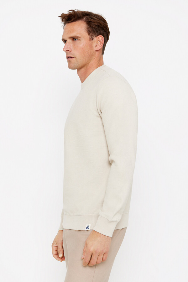Cortefiel Textured fabric sweatshirt Beige