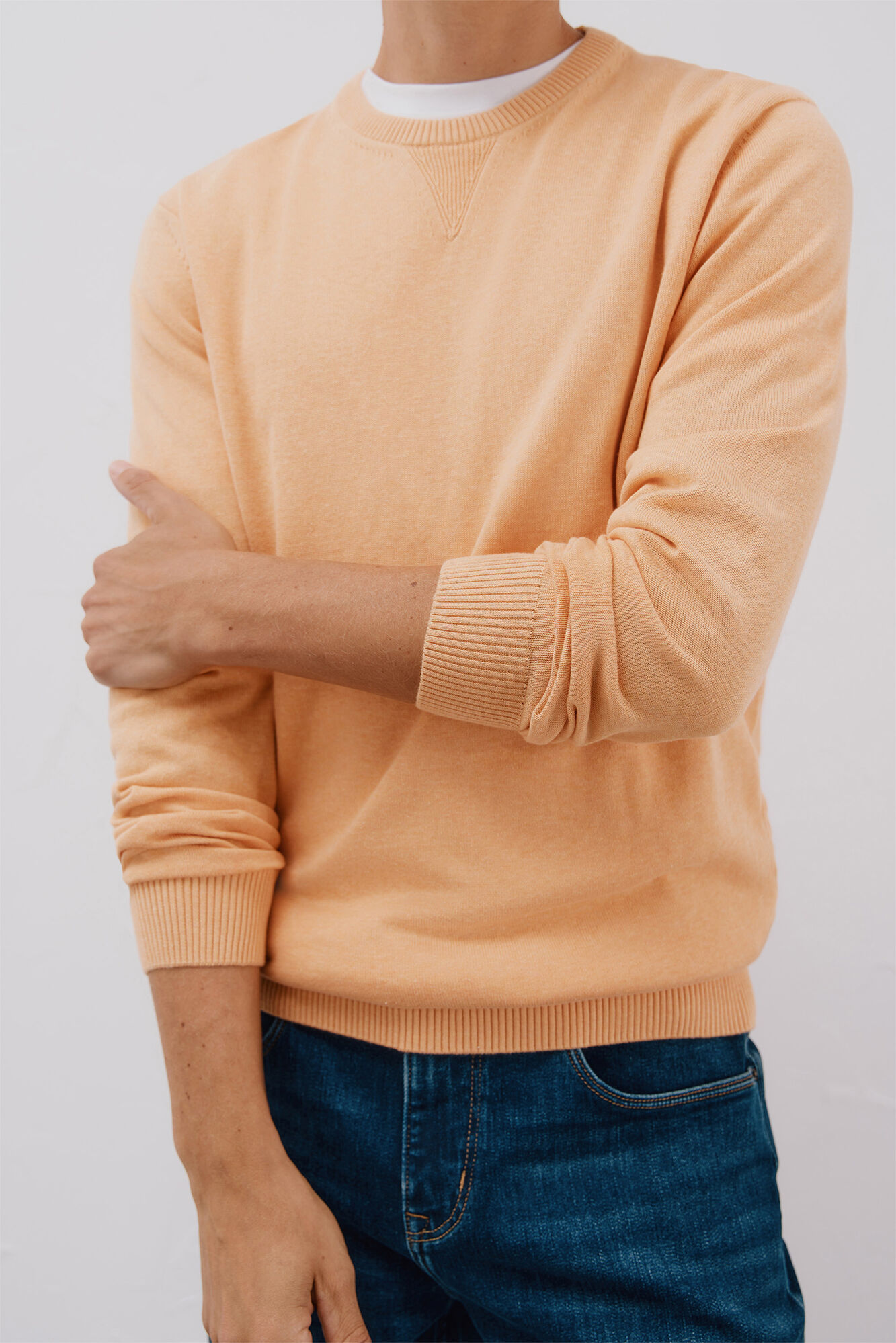 Cortefiel Fine knit cotton round neck jersey-knit 