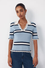 Cortefiel Striped polo jumper Blue