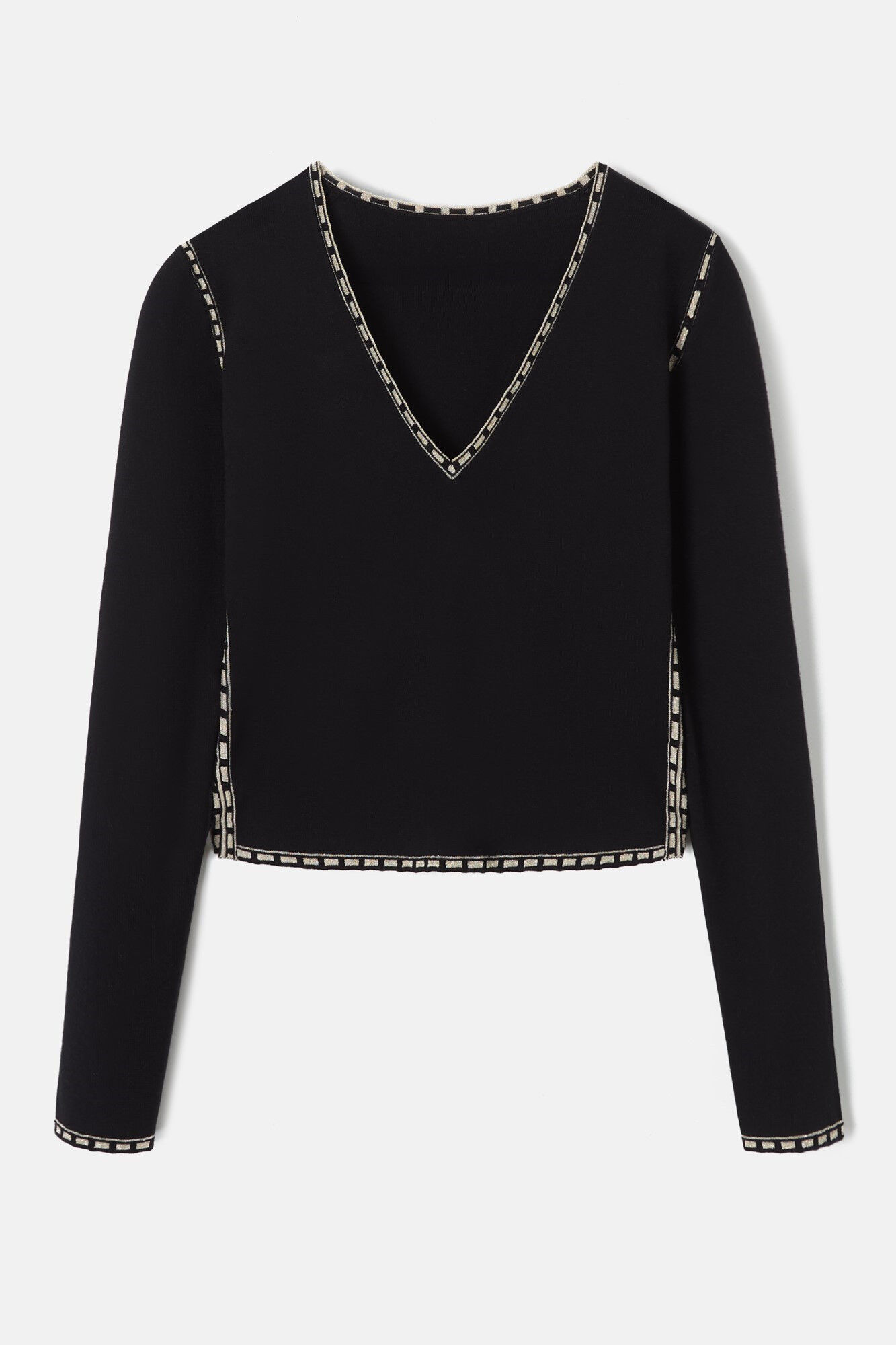 Silbon Top de malha com decote contrastante Preto