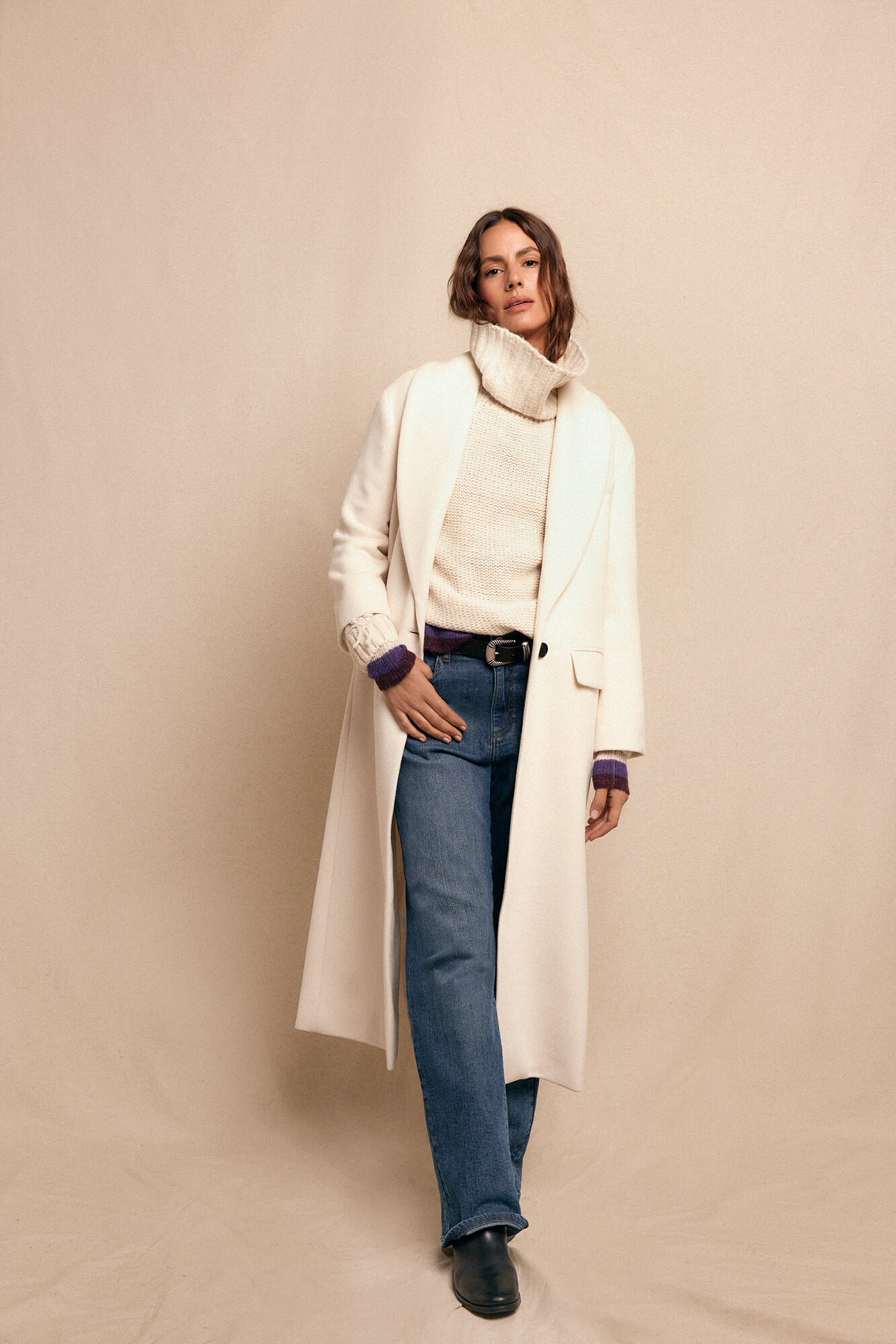 Slowlove Sobretudo longo com gola xale