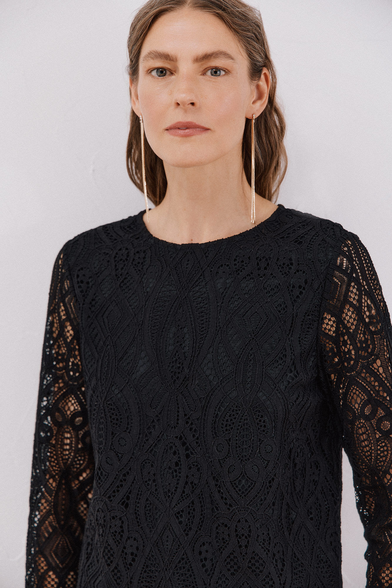 Cortefiel Top guipur manga larga