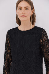 Cortefiel Top guipur manga larga Negro