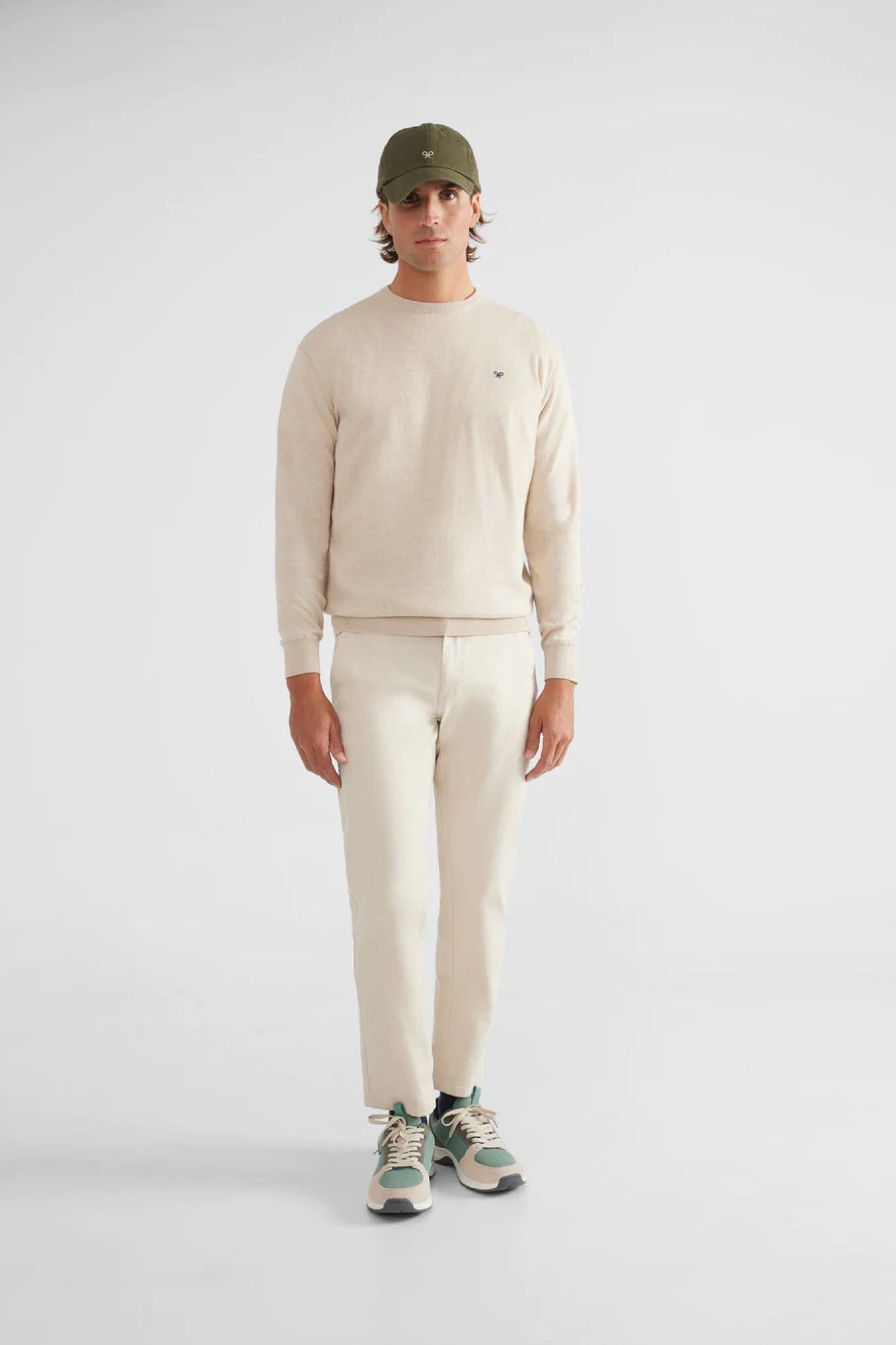Silbon Plain light beige crew neck jumper Beige