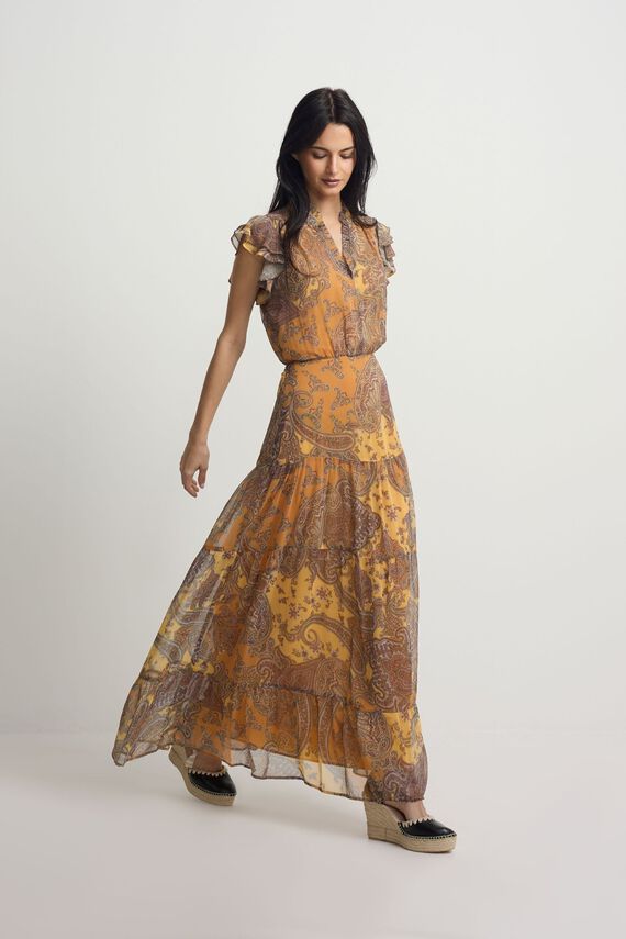 Vestido midi vuelo estampado