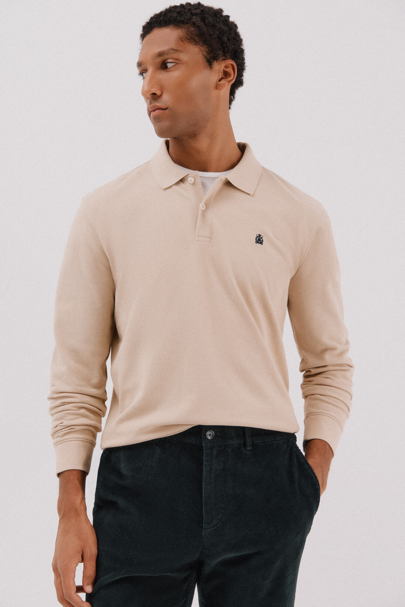 Cortefiel Essential long-sleeved polo shirt