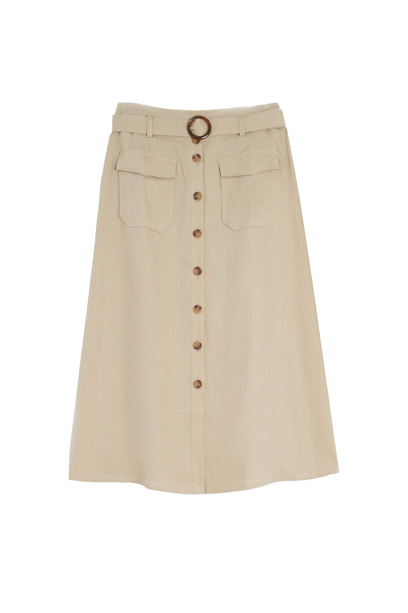 Caroll Falda larga botones 100% lino Beige
