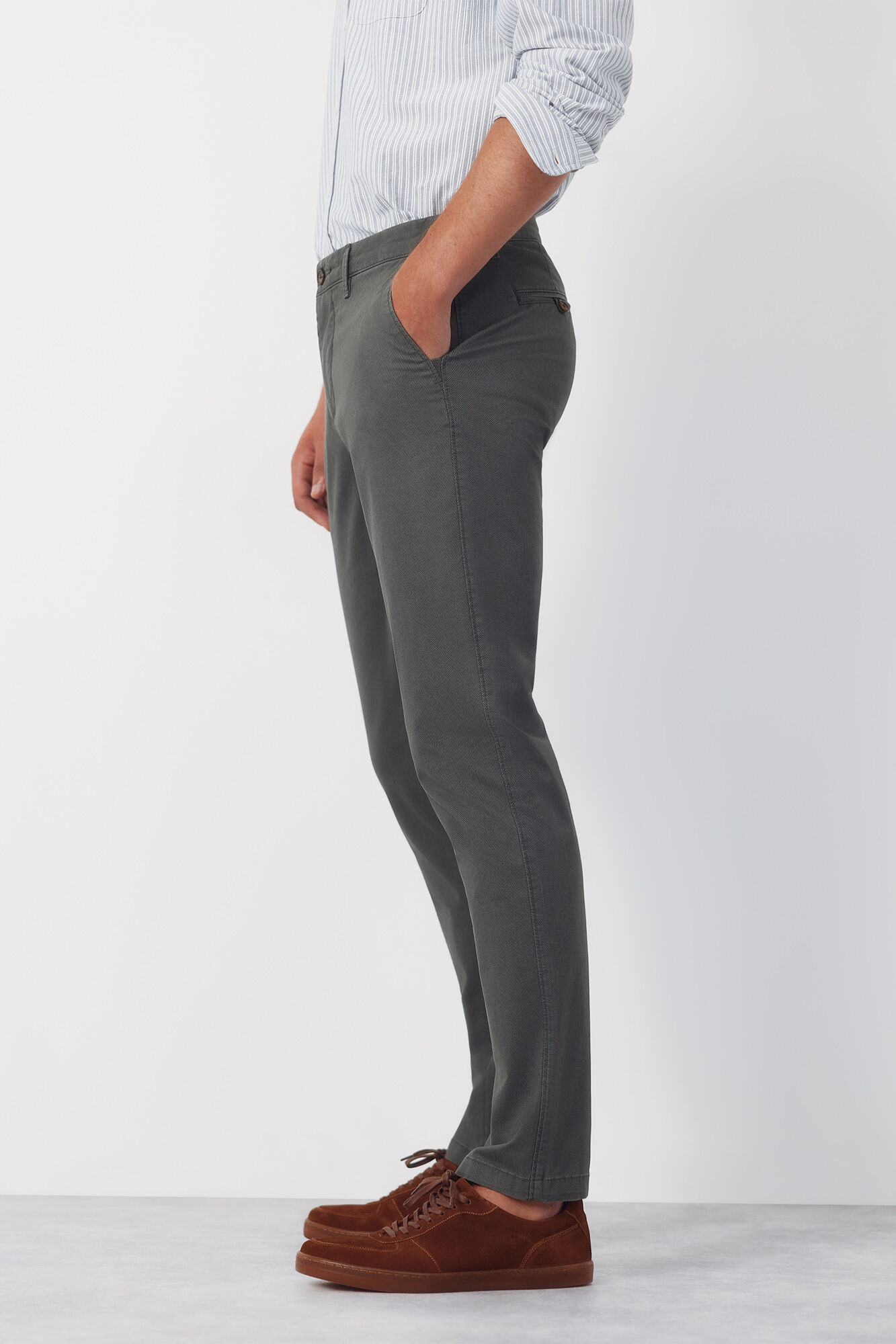 Cortefiel Slim-fit print chinos pants Kaki