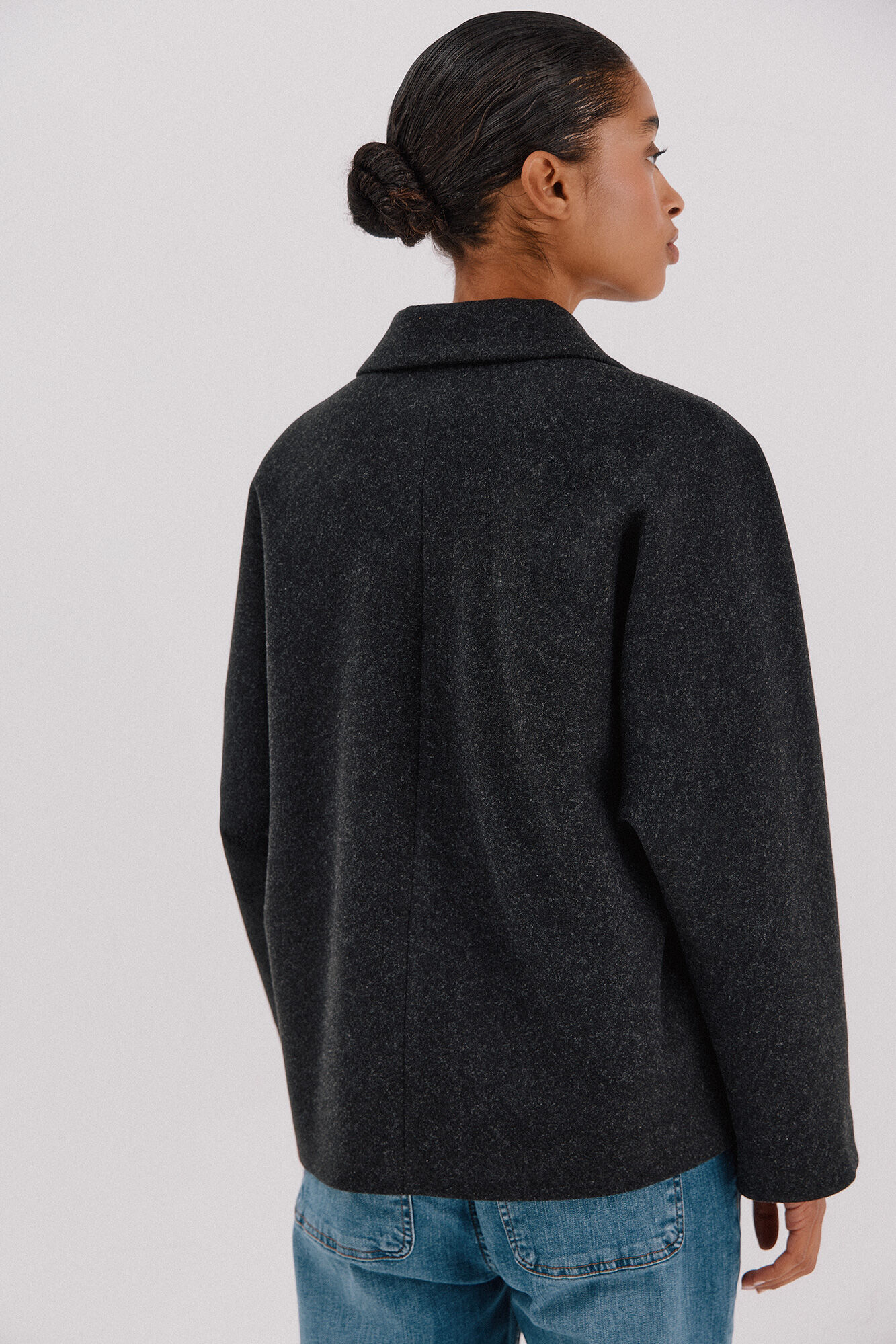 Cortefiel Short unstructured coat Dark grey