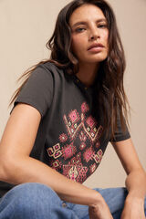 Slowlove T-shirt estampada Cinzento