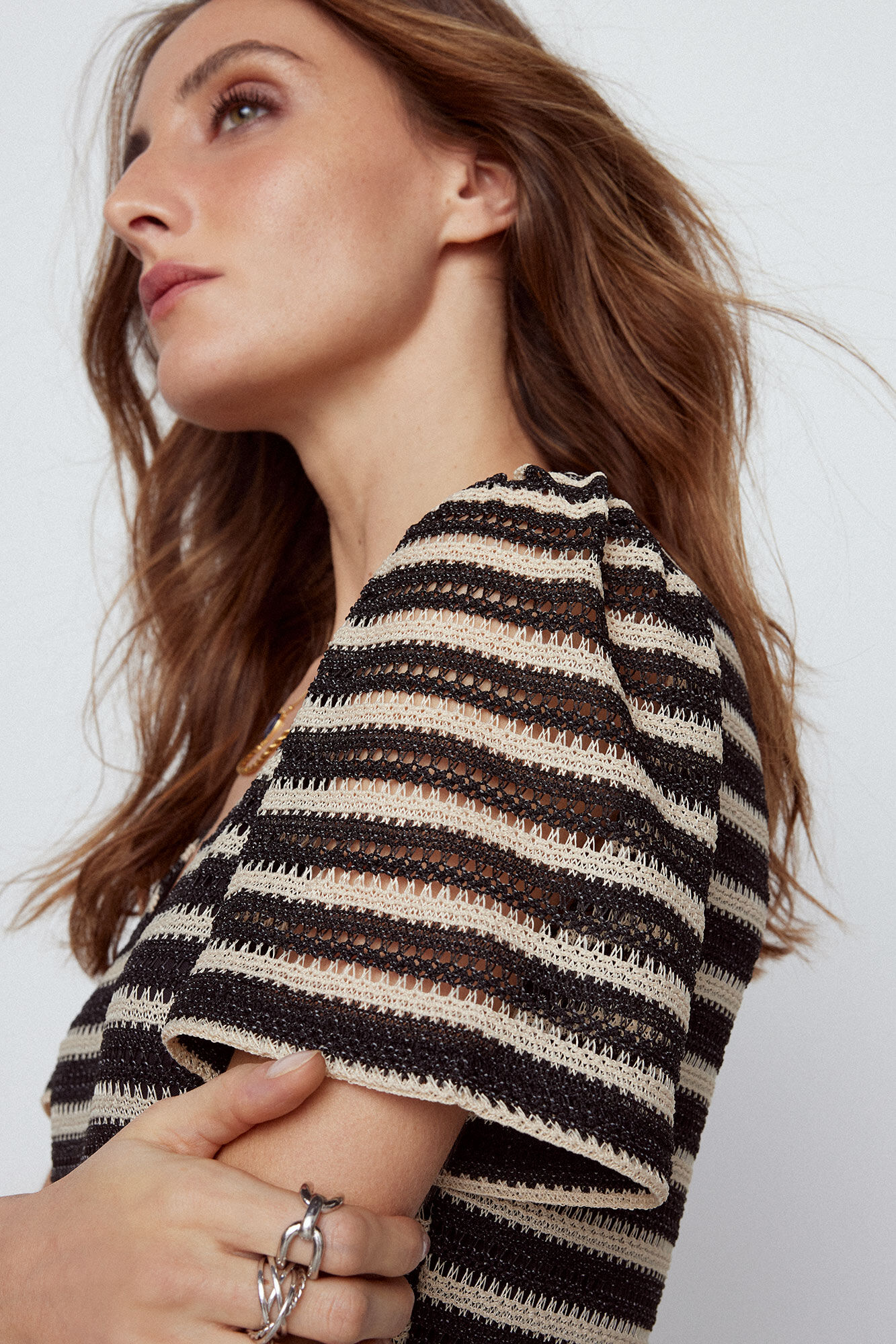 Slowlove Jersey-knit dress with floaty sleeves Printed white