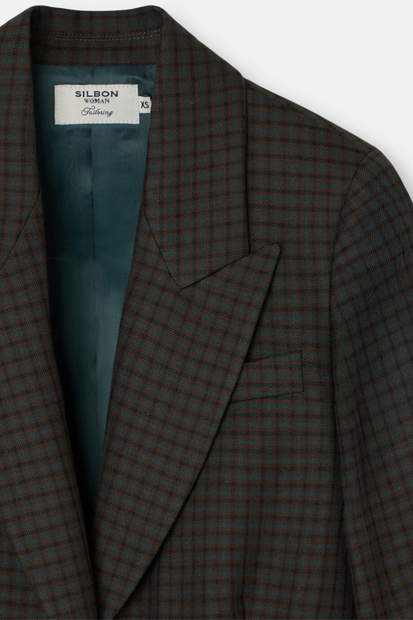 Silbon Sobretudo xadrez longo cl&aacute;ssico Verde